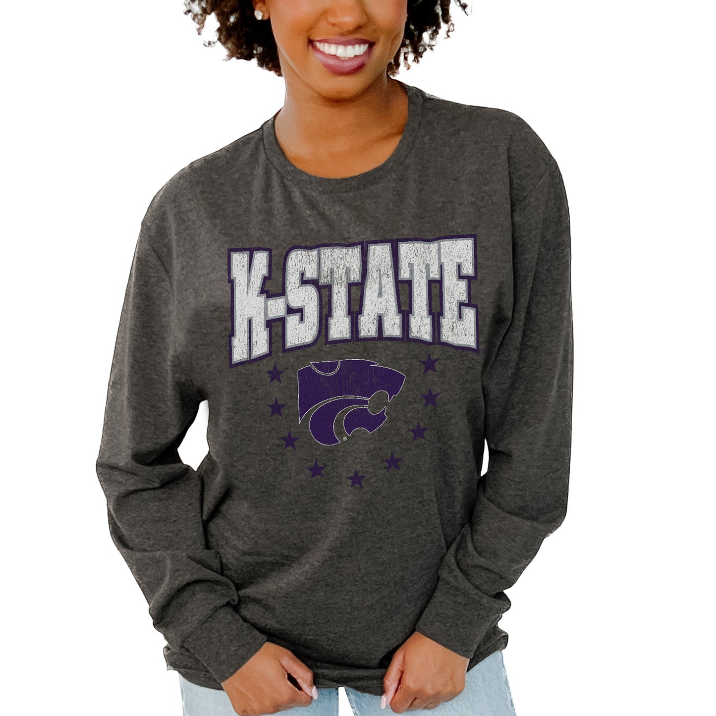 Women's Gameday Couture Charcoal Kansas State Wildcats Everyday Long Sleeve T-Shirt