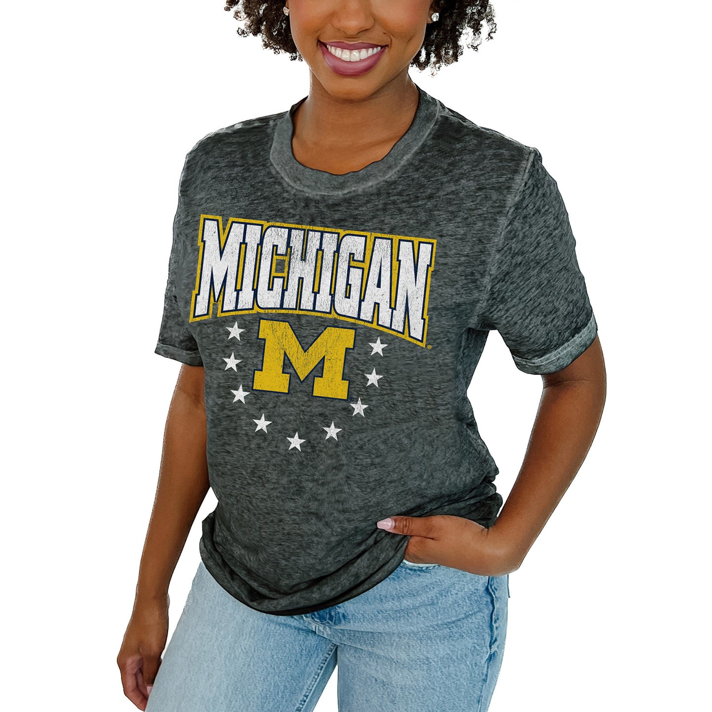 Women's Gameday Couture Charcoal Michigan Wolverines Sprint T-Shirt