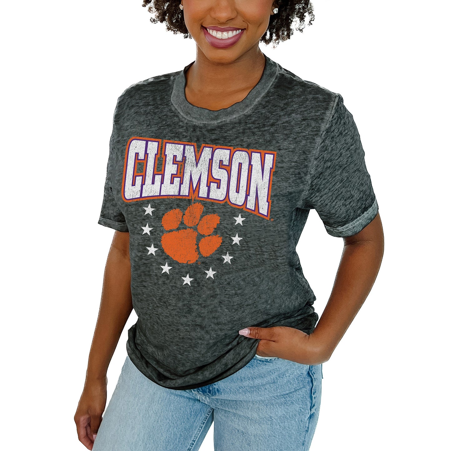 Women's Gameday Couture Charcoal Clemson Tigers Sprint T-Shirt