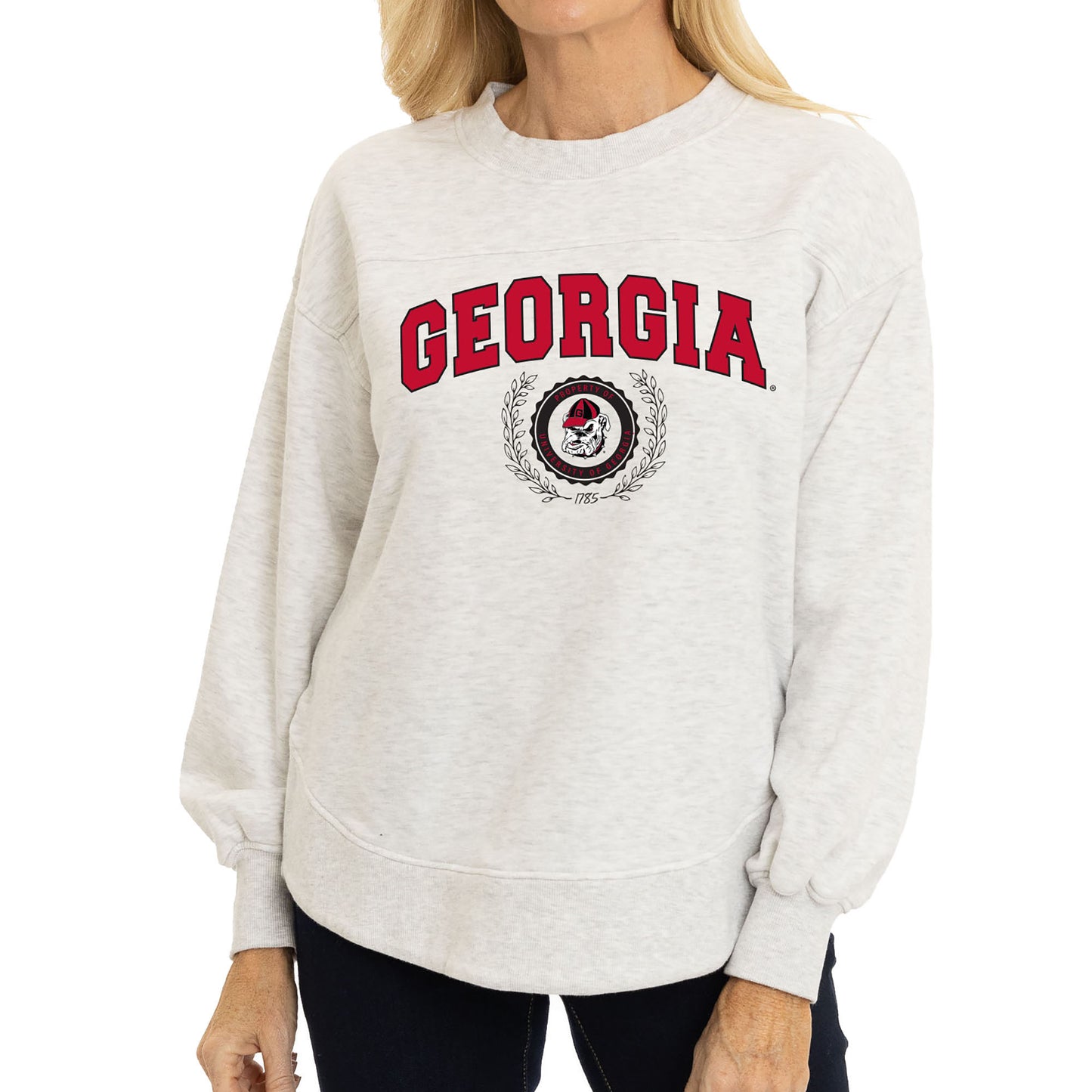 Women's Ash Georgia Bulldogs Yvette Pullover Sweatshirt