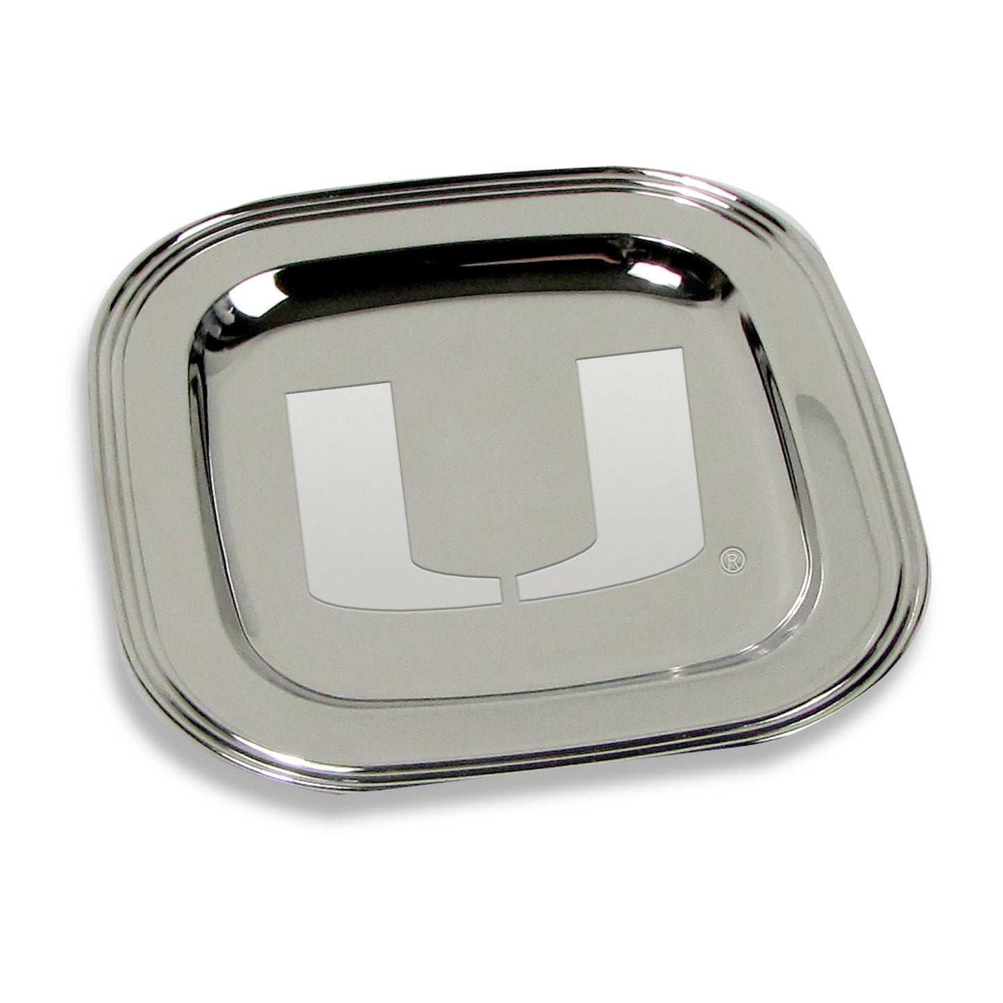 Miami Hurricanes 8" x 8" Silver Plated Serving Tray