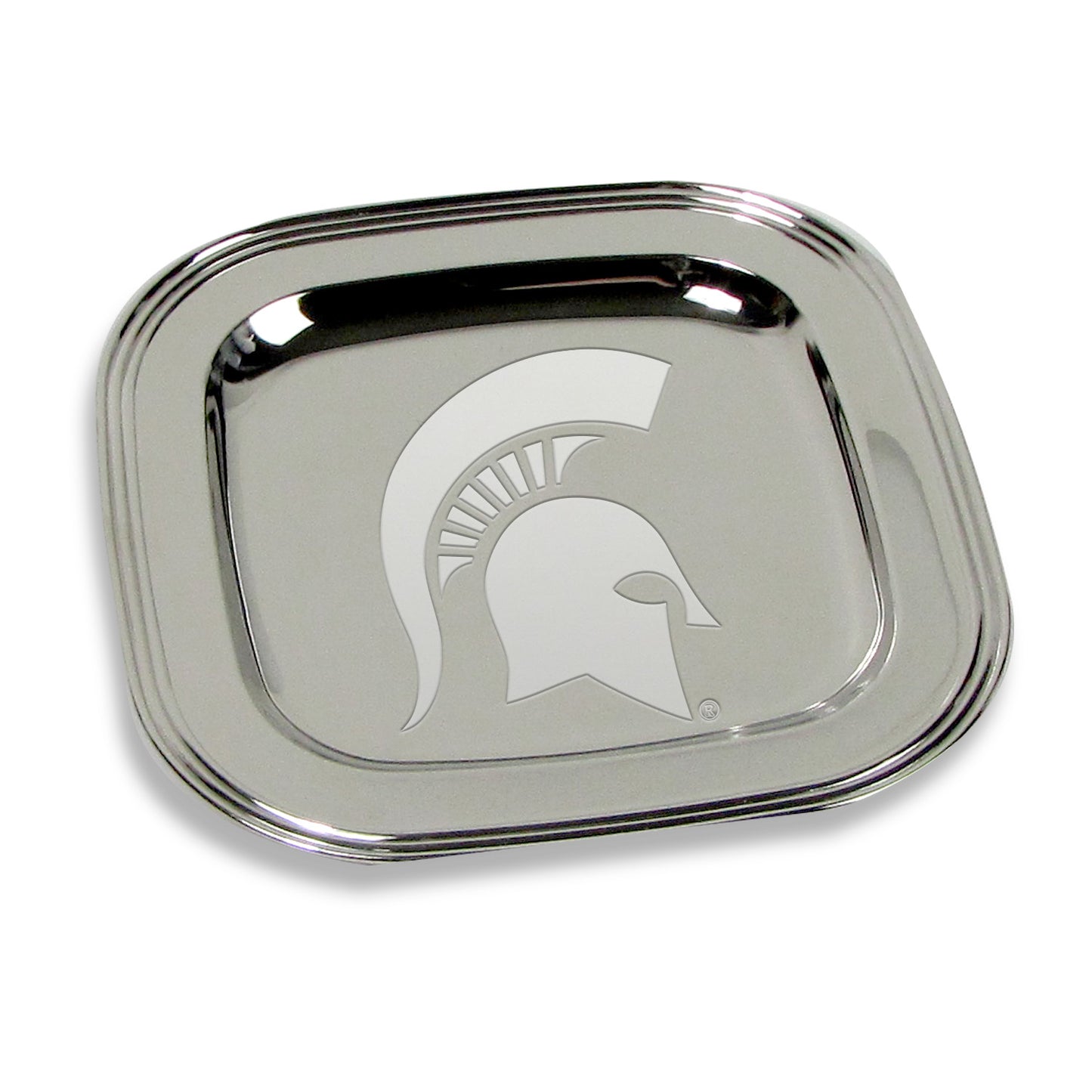 Michigan State Spartans 8" x 8" Silver Plated Serving Tray