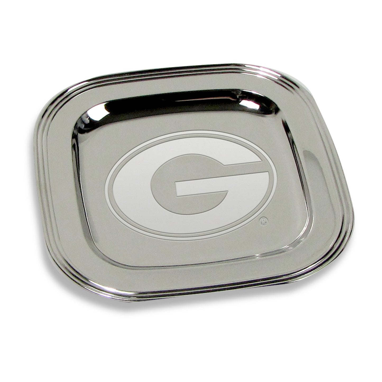 Georgia Bulldogs 8" x 8" Silver Plated Serving Tray