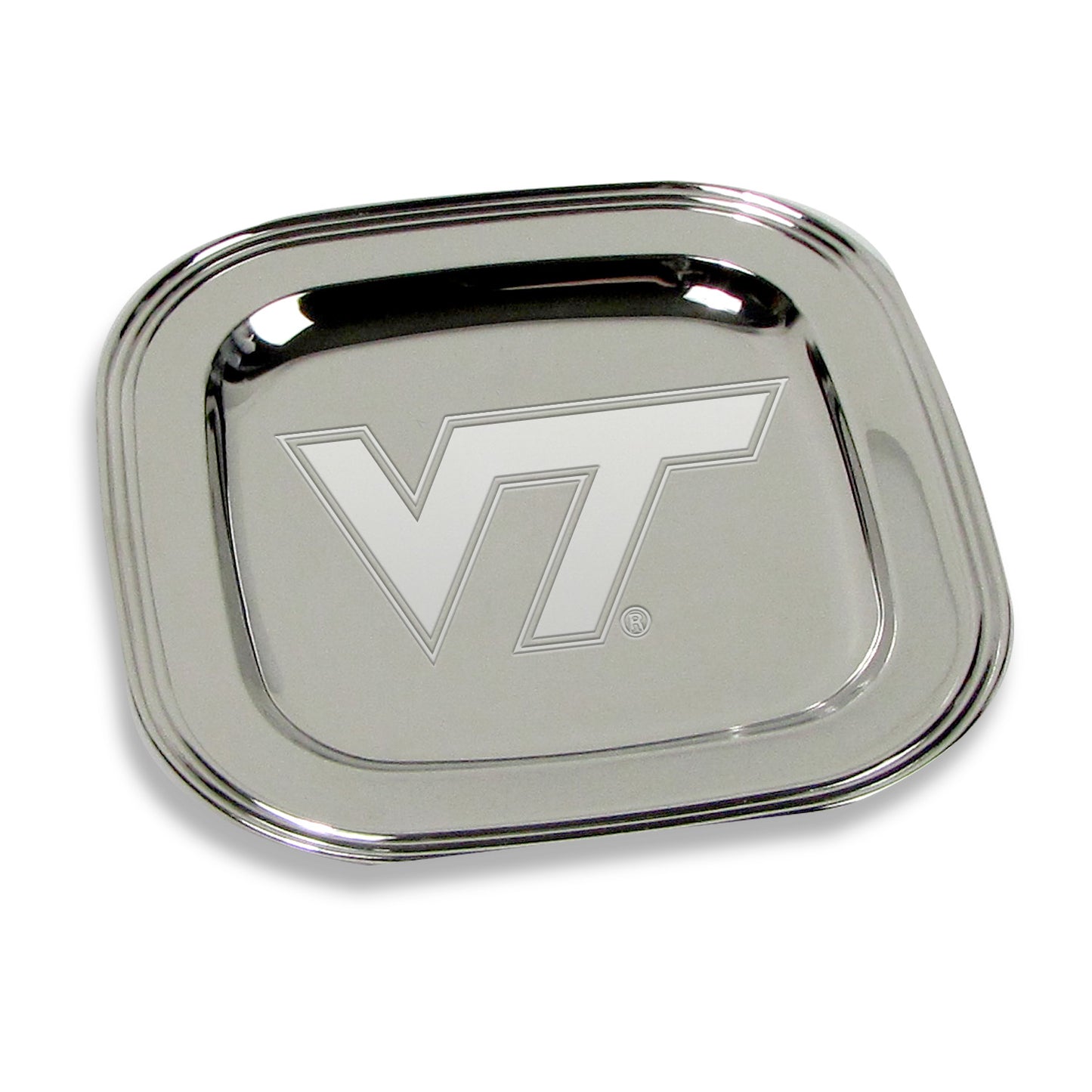 Virginia Tech Hokies 8" x 8" Silver Plated Serving Tray