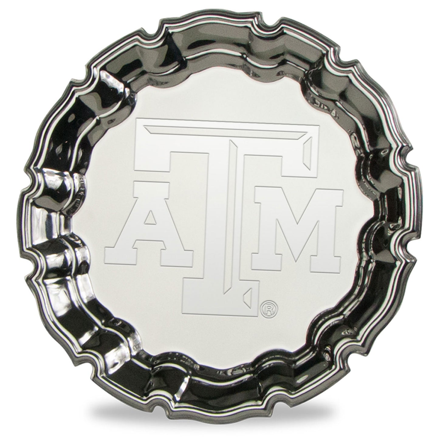 Texas A&M Aggies 10" Silver Plated Scrolled Edge Chippendale Tray