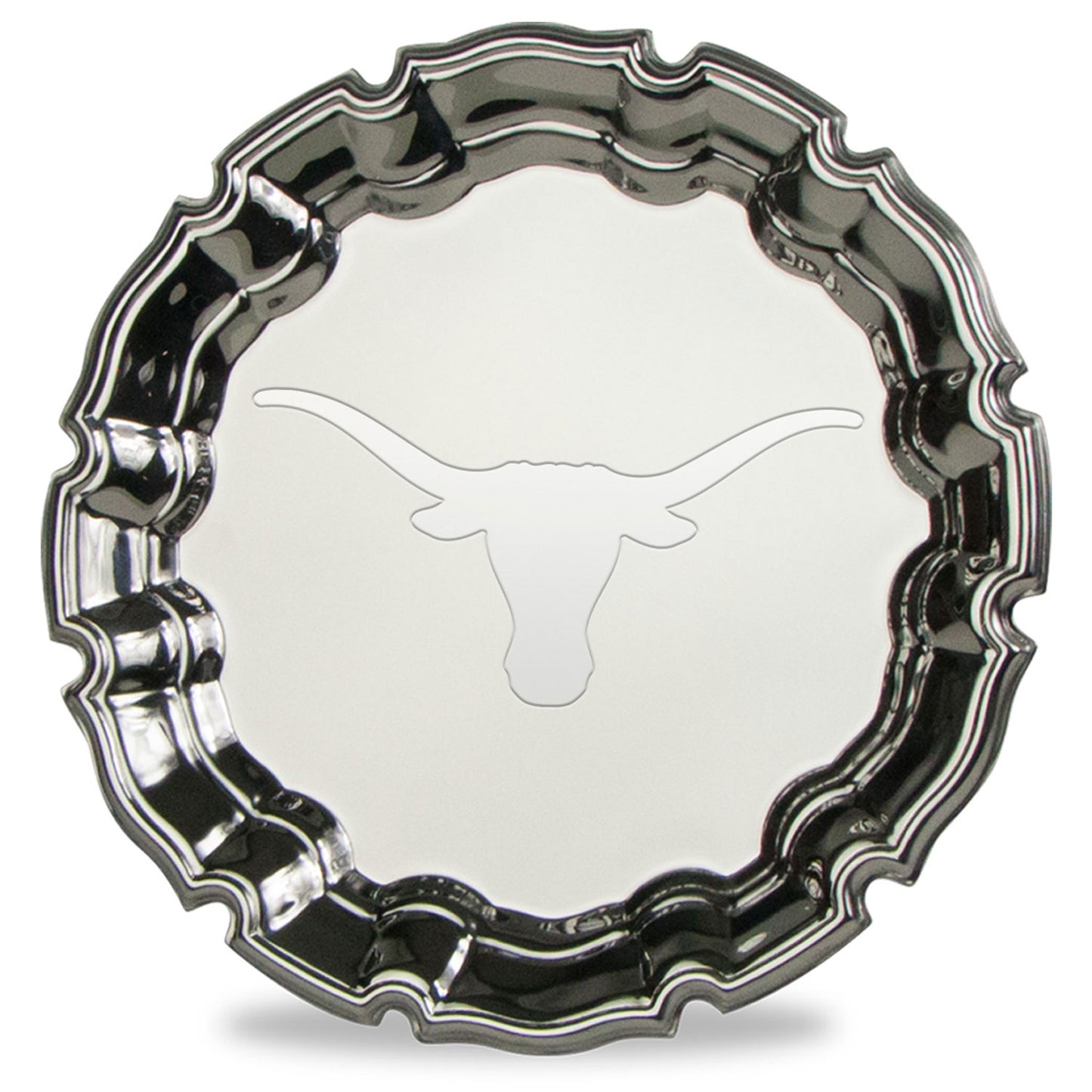 Texas Longhorns 10" Silver Plated Scrolled Edge Chippendale Tray