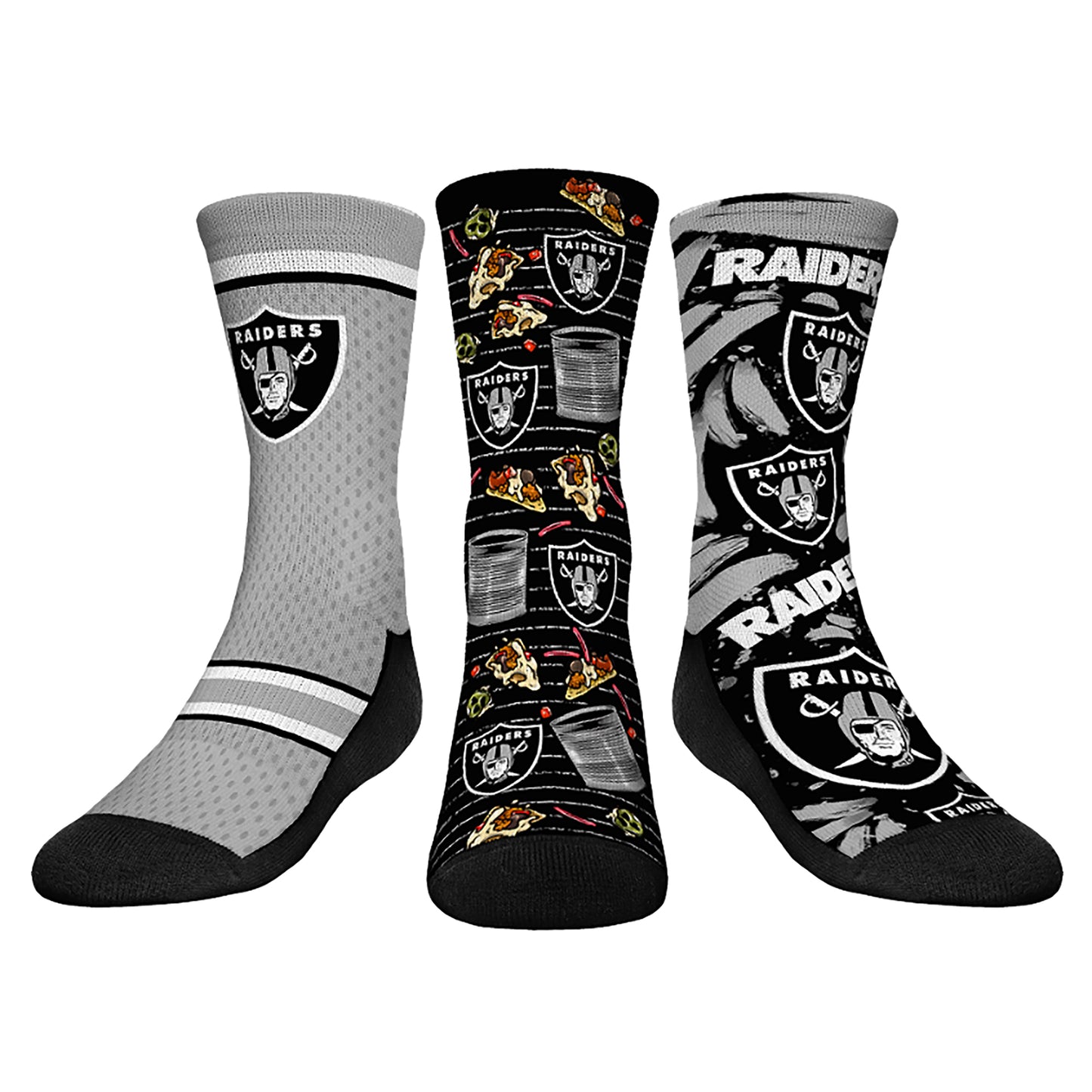 Youth Rock Em Socks Las Vegas Raiders Fan Favorite Three-Pack Crew Sock Set