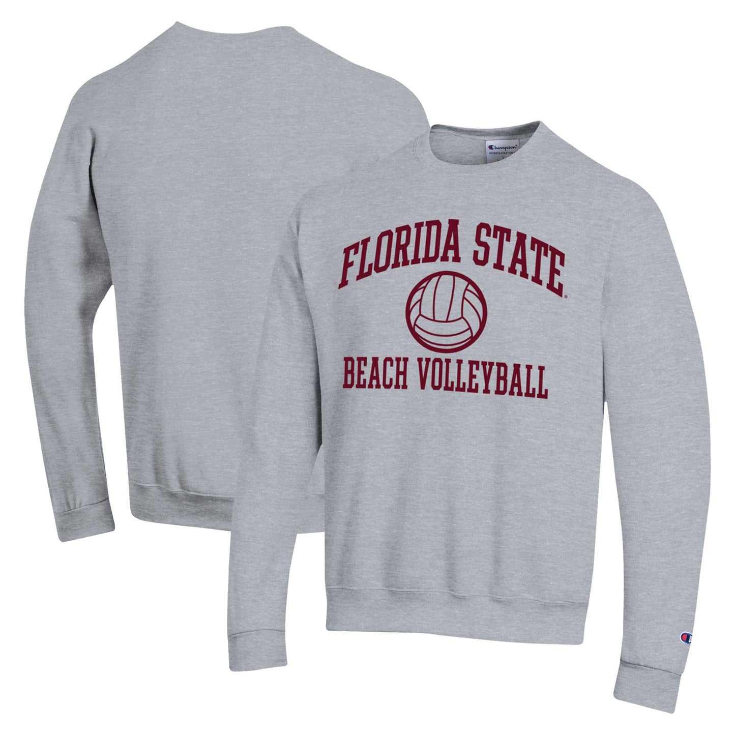 Men's Champion Gray Florida State Seminoles Icon Beach Volleyball Powerblend Pullover Sweatshirt