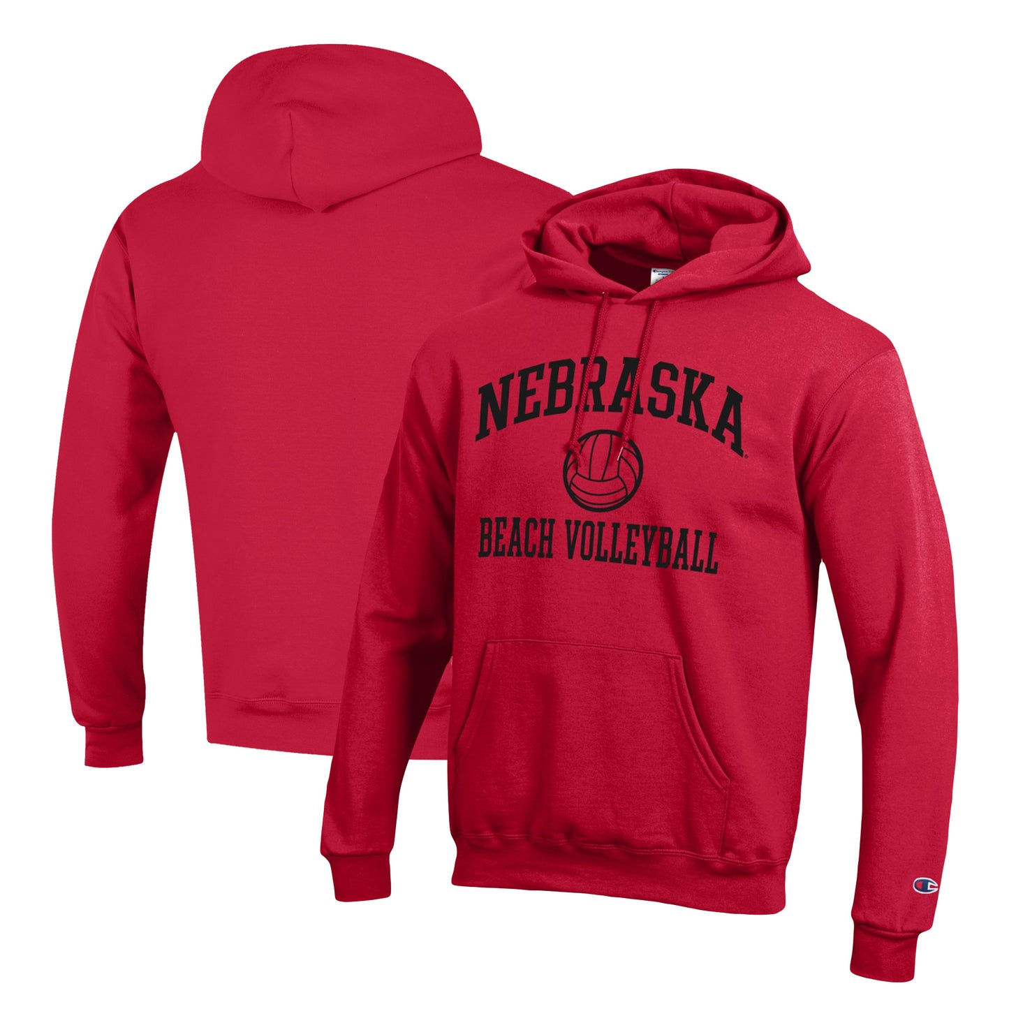 Men's Champion Red Nebraska Huskers Icon Beach Volleyball Powerblend Pullover Hoodie