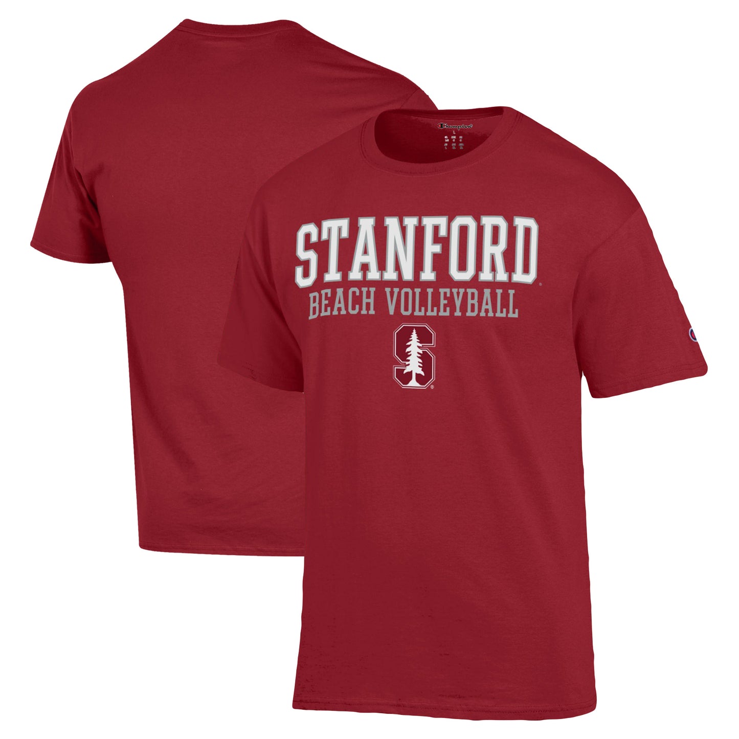 Men's Champion Cardinal Stanford Cardinal Stacked Beach Volleyball T-Shirt