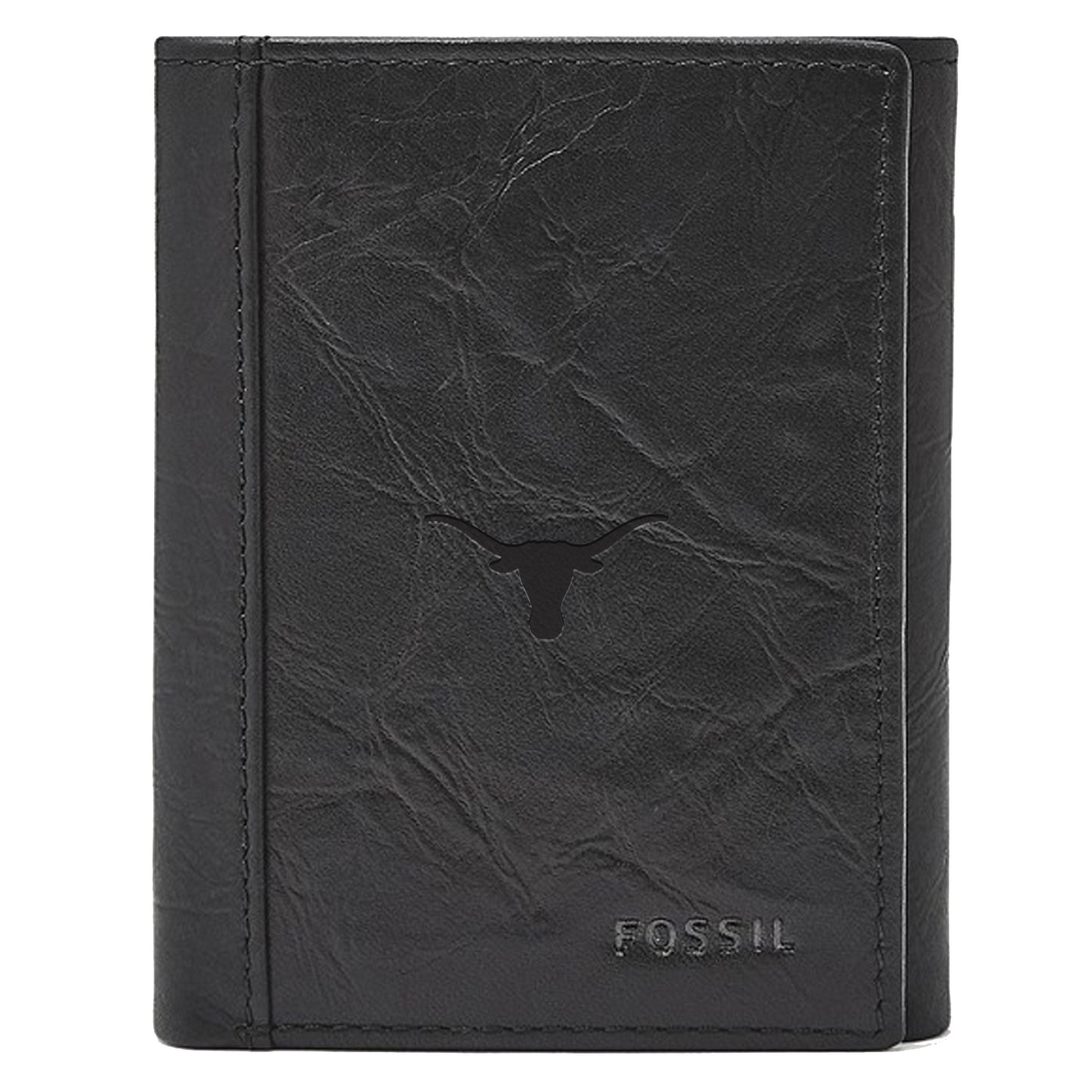 Men's Fossil Black Texas Longhorns Neel Extra Capacity Trifold Wallet