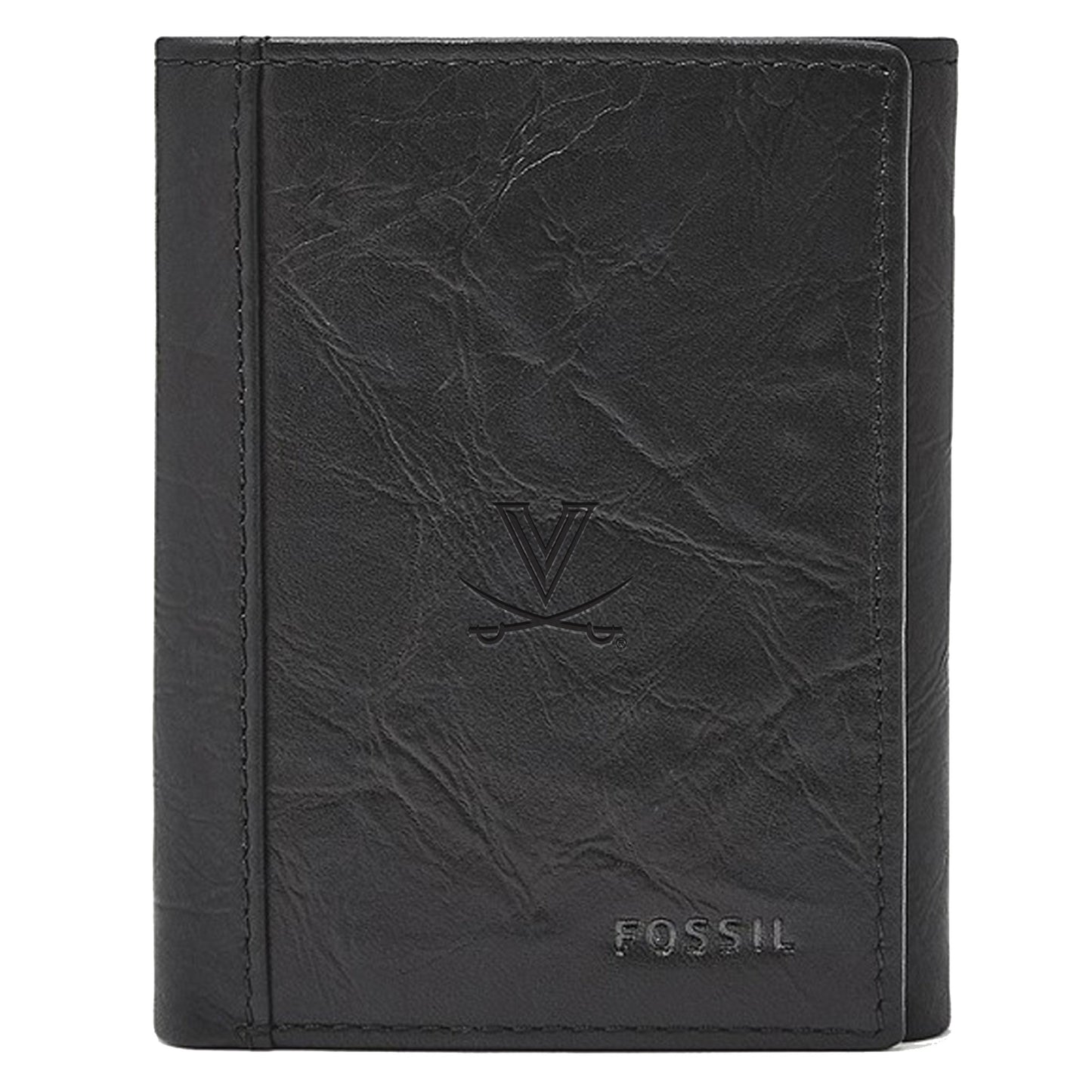 Men's Fossil Black Virginia Cavaliers Neel Extra Capacity Trifold Wallet