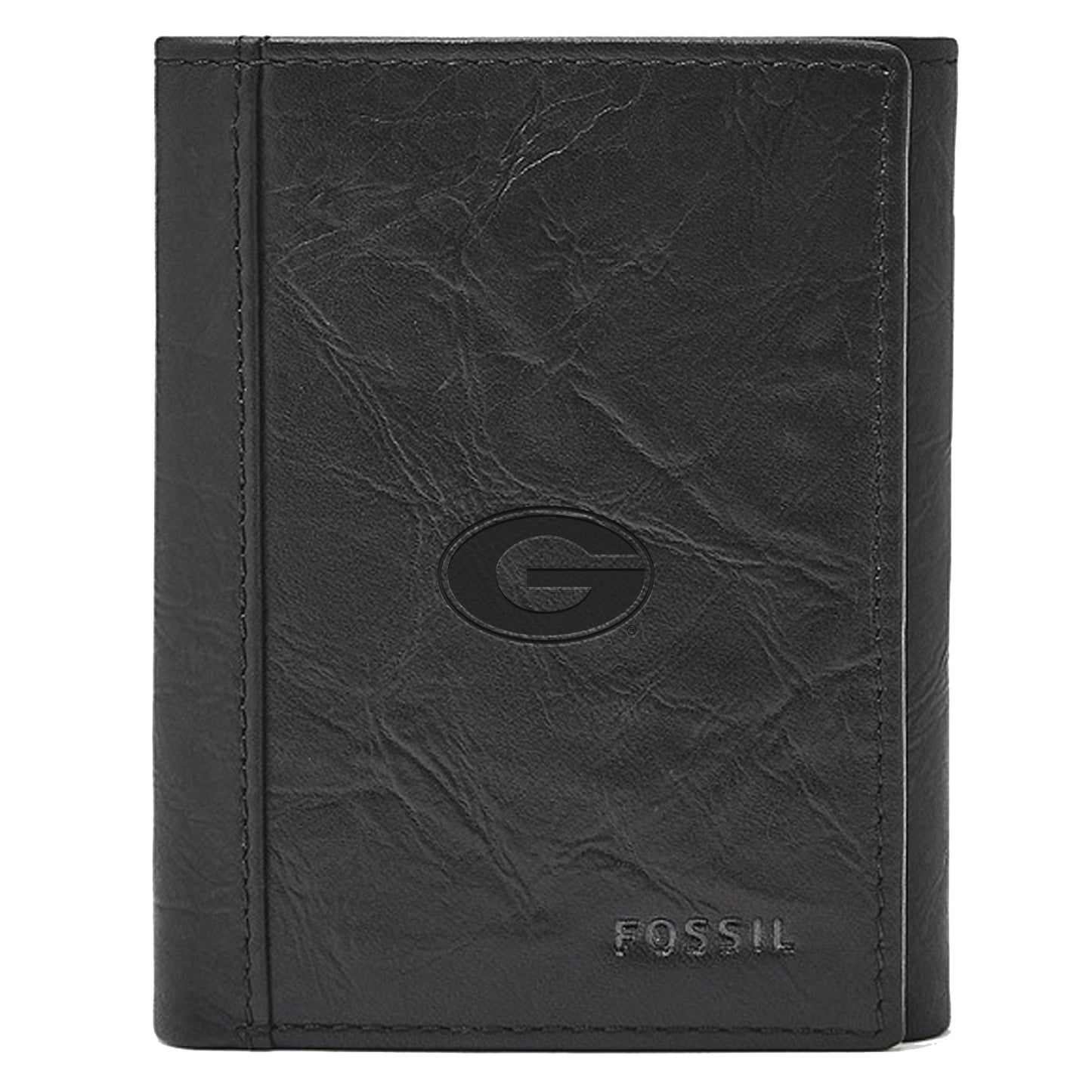 Men's Fossil Black Georgia Bulldogs Neel Extra Capacity Trifold Wallet