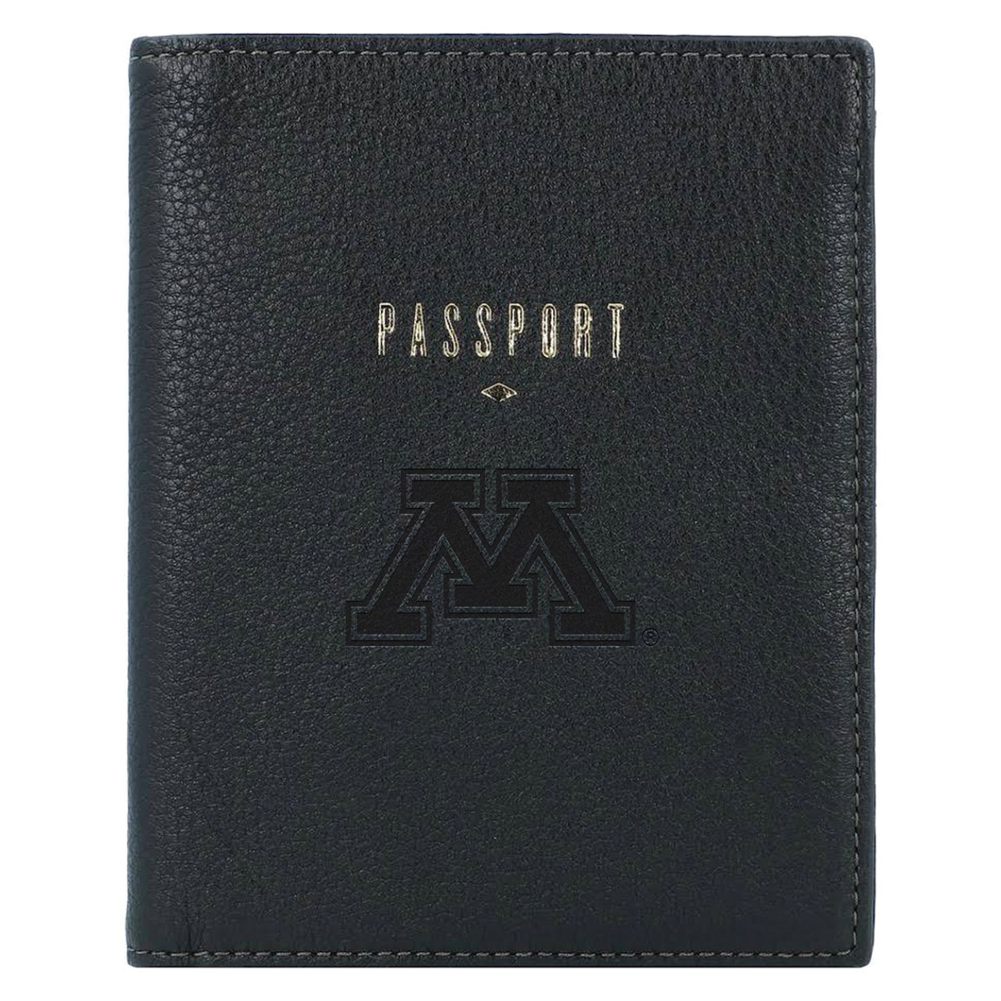 Fossil Black Minnesota Golden Gophers Travel RFID Passport Case