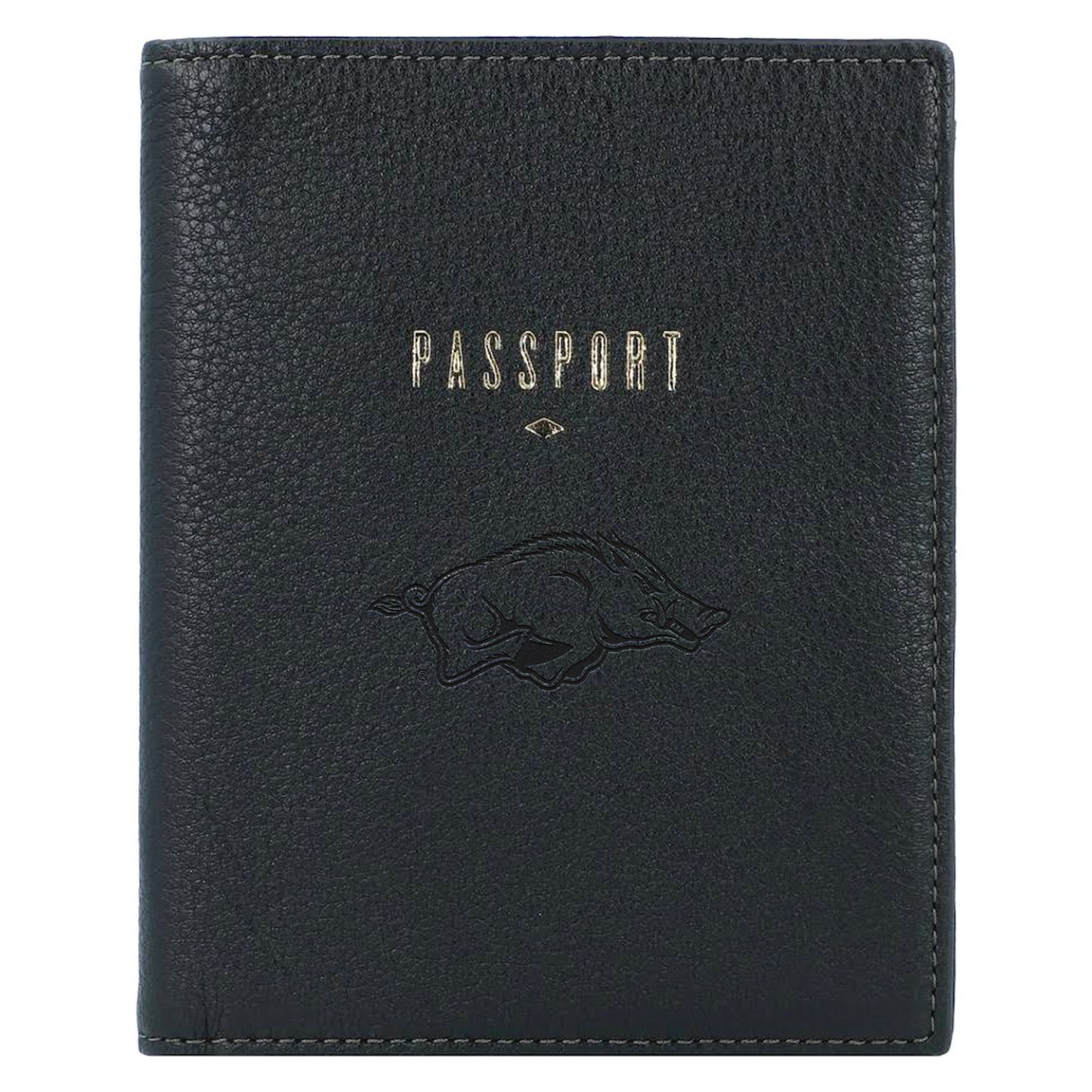 Fossil Black Arkansas Razorbacks Travel RFID Passport Case