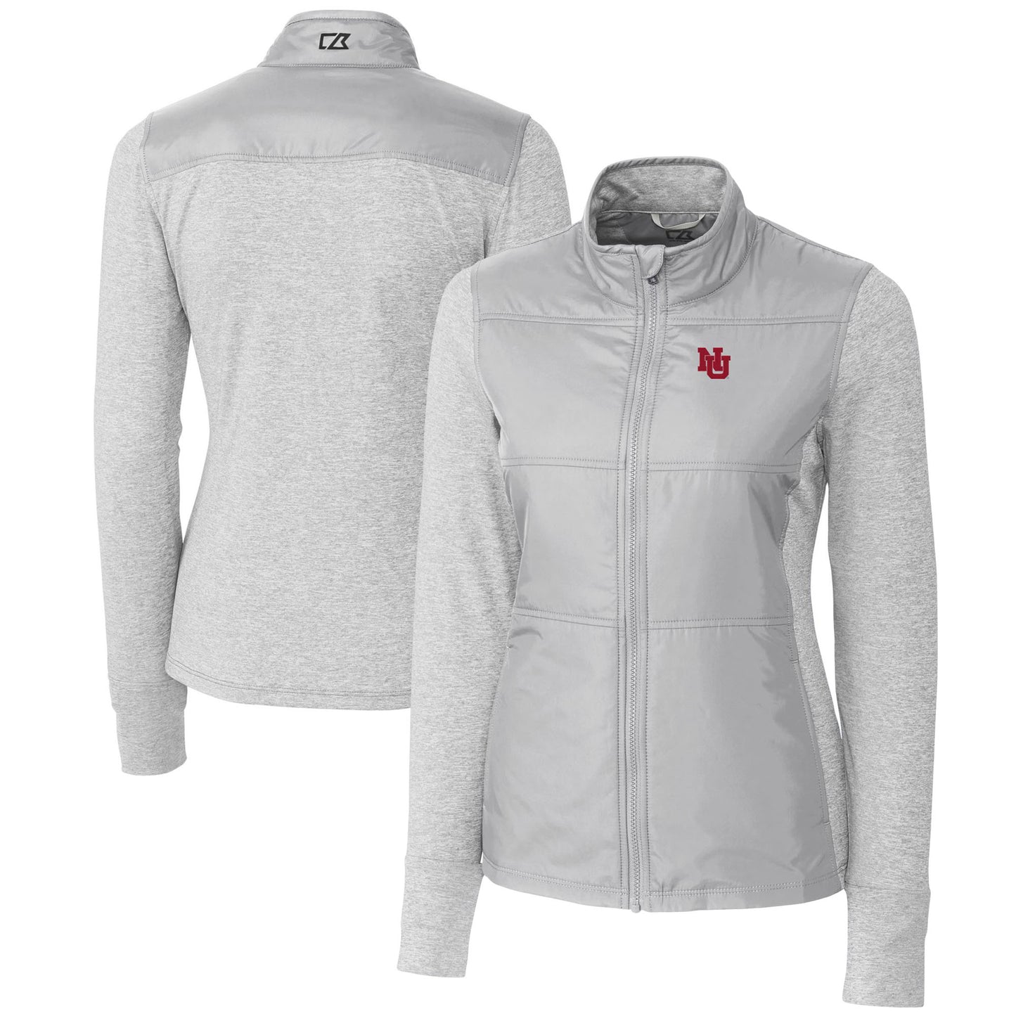 Women's Cutter & Buck Gray Nebraska Huskers DryTec Stealth Hybrid Quilted Full-Zip Windbreaker Jacket