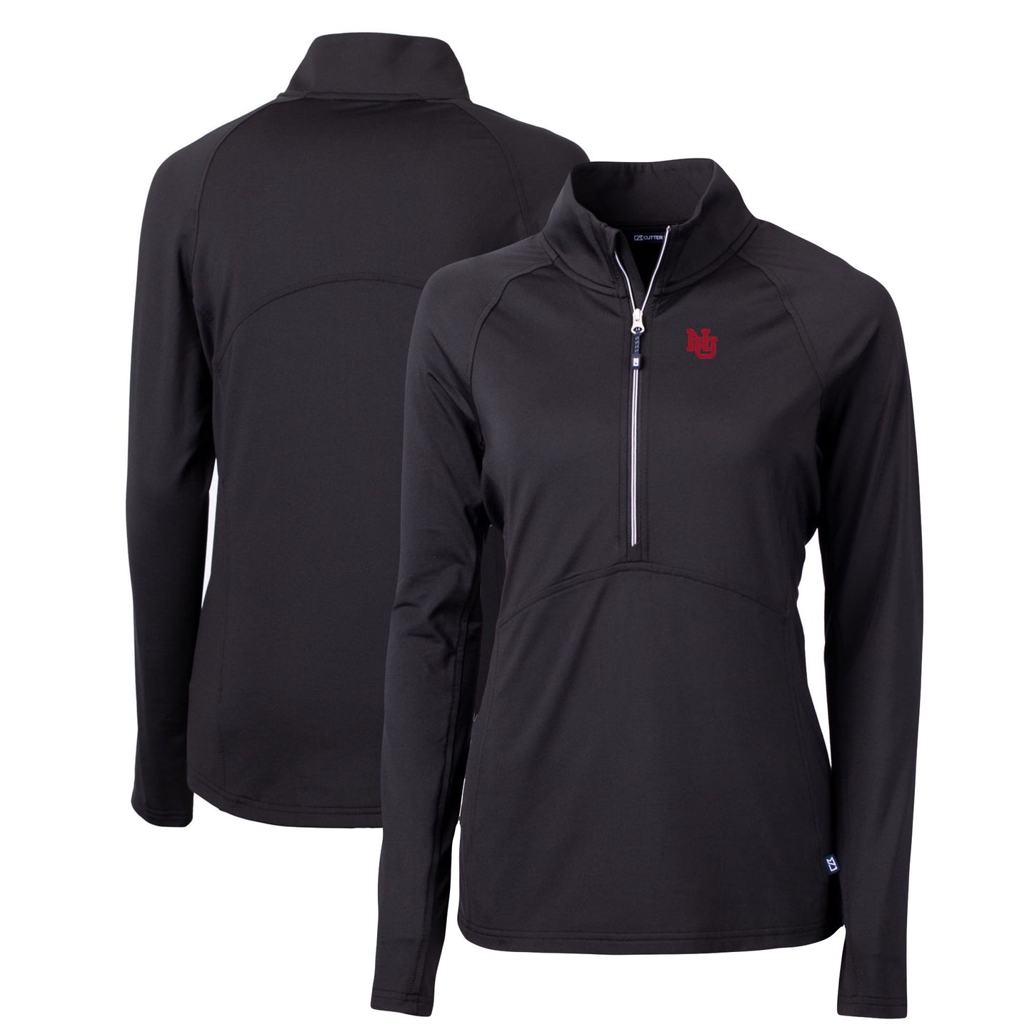 Women's Cutter & Buck Black Nebraska Huskers Adapt Eco Knit Stretch Recycled Half-Zip Pullover Top