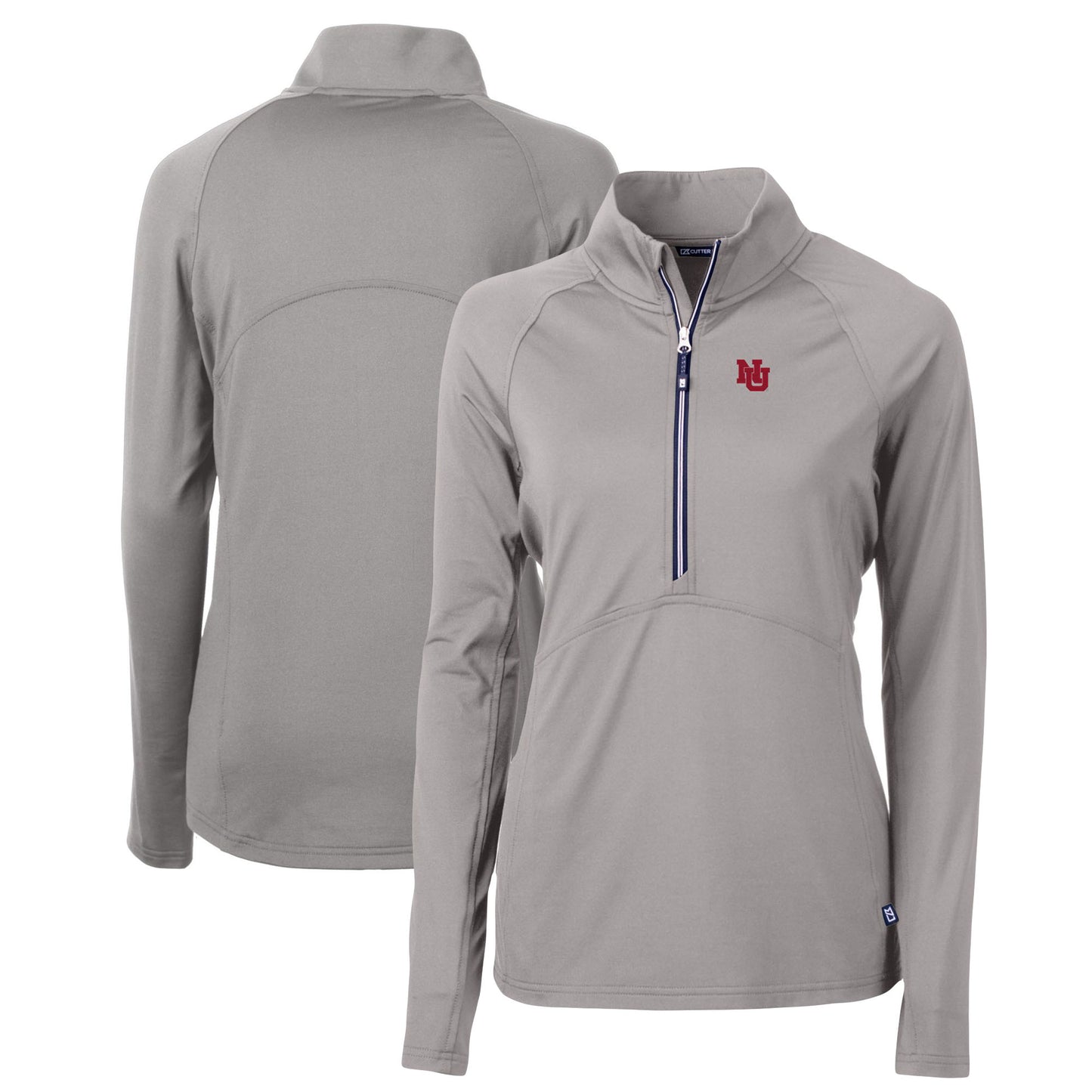 Women's Cutter & Buck Gray Nebraska Huskers Adapt Eco Knit Stretch Recycled Half-Zip Pullover Top