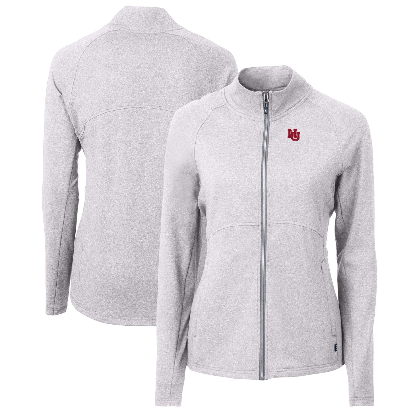 Women's Cutter & Buck Heather Gray Nebraska Huskers Adapt Eco Knit Recycled Full-Zip Jacket