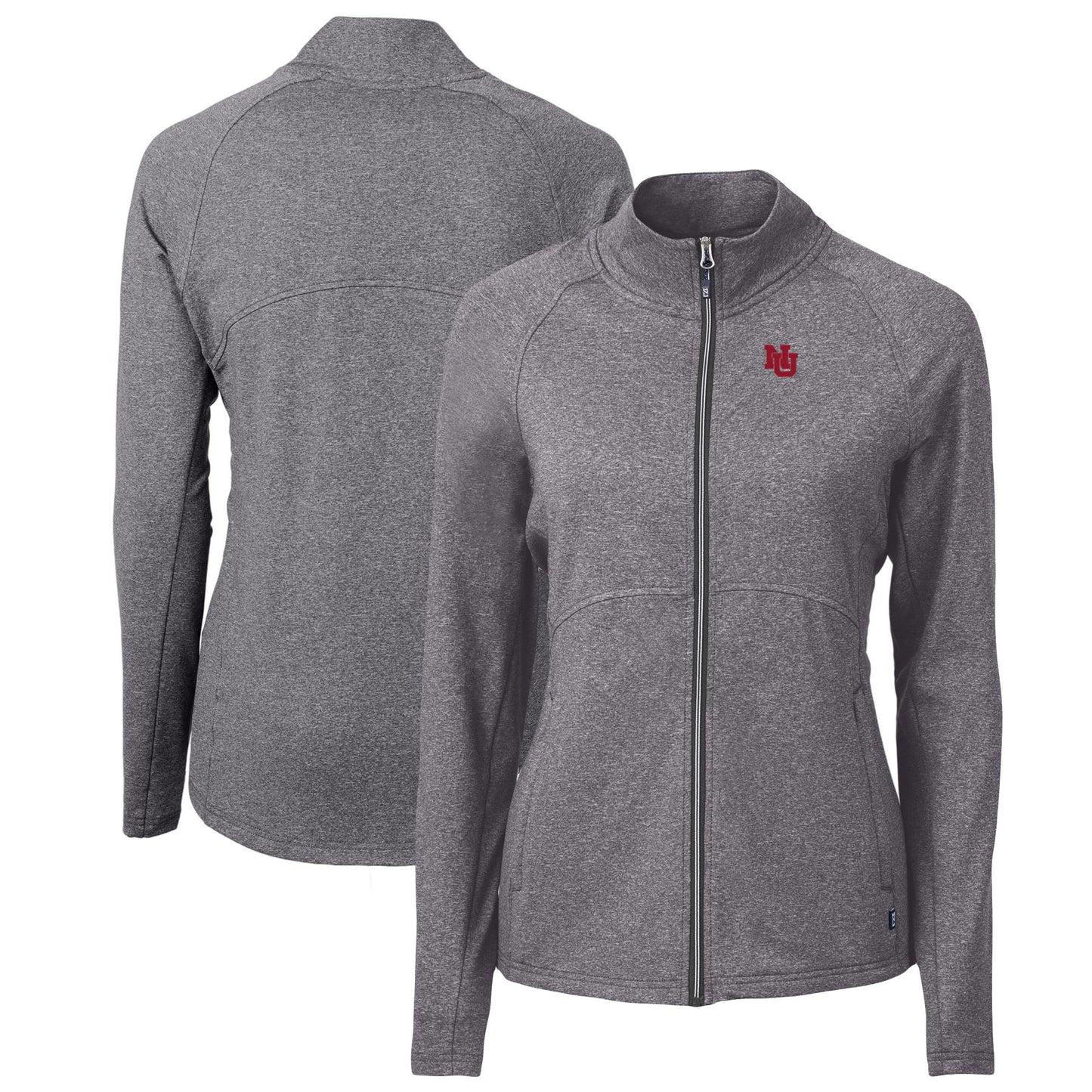 Women's Cutter & Buck Heather Black Nebraska Huskers Adapt Eco Knit Recycled Full-Zip Jacket