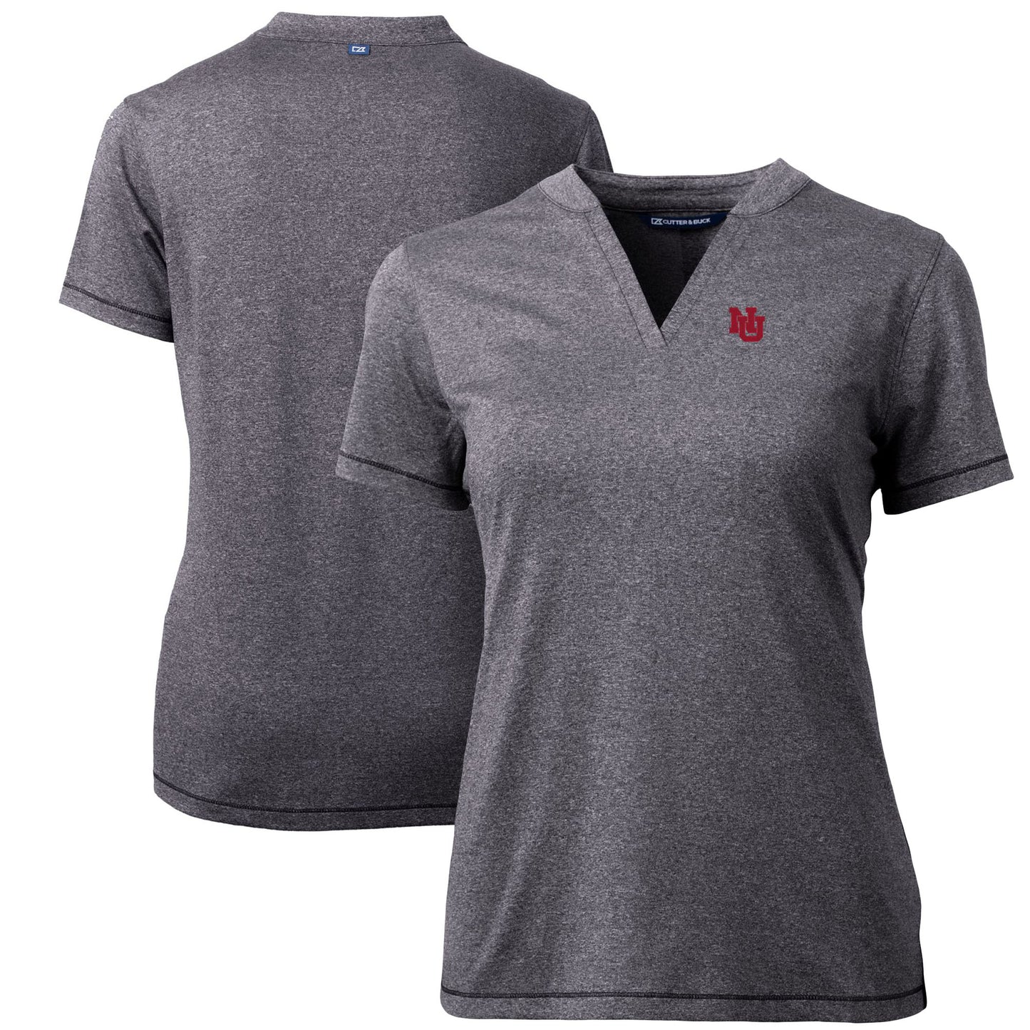 Women's Cutter & Buck Heather Charcoal Nebraska Huskers DryTec Forge Stretch V-Neck Blade Top