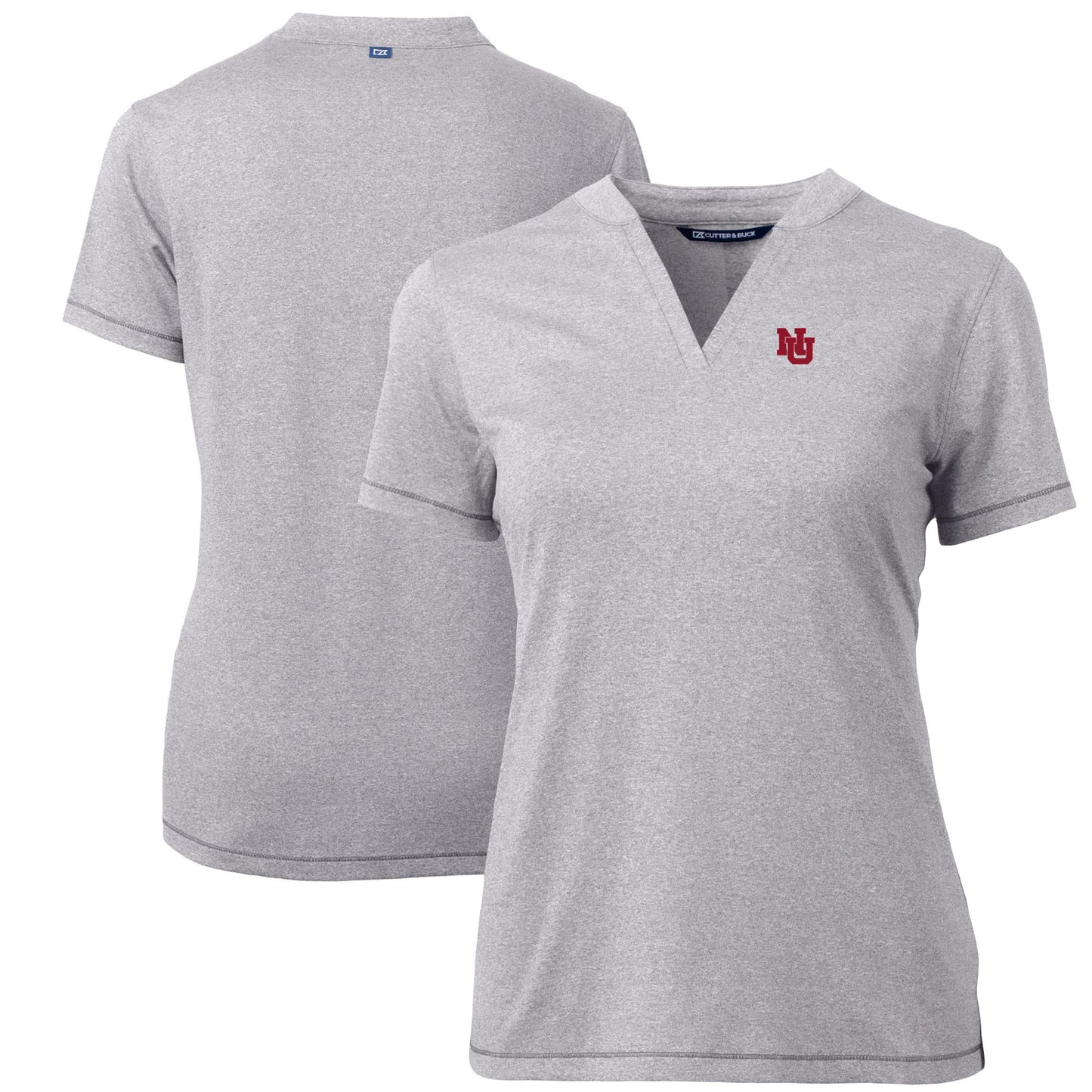 Women's Cutter & Buck Heather Gray Nebraska Huskers DryTec Forge Stretch V-Neck Blade Top