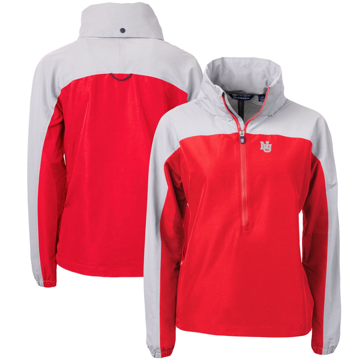 Women's Cutter & Buck Scarlet Nebraska Huskers Charter Eco Recycled Half-Zip Anorak Jacket