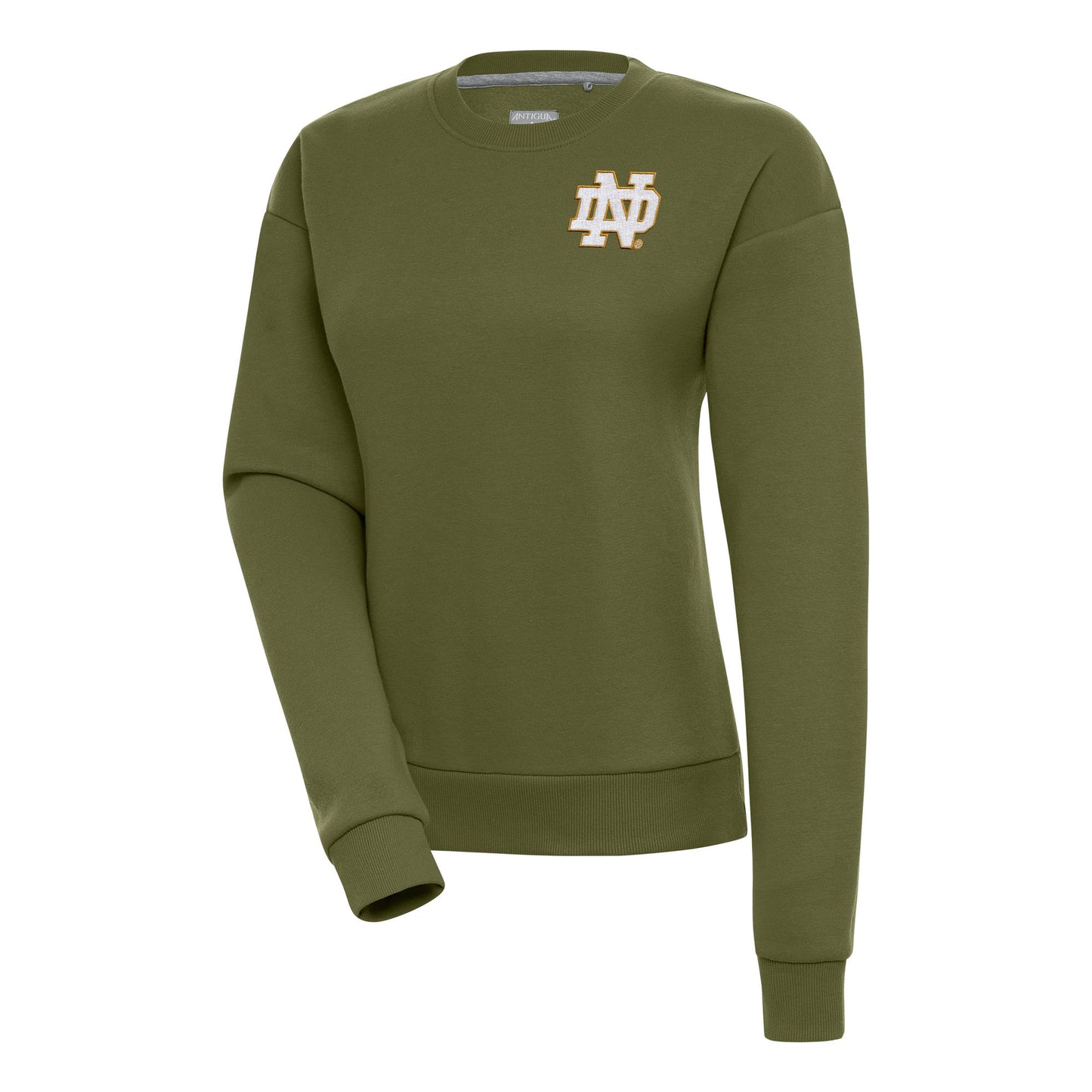 Women's Antigua Olive Notre Dame Fighting Irish Victory Pullover Sweatshirt