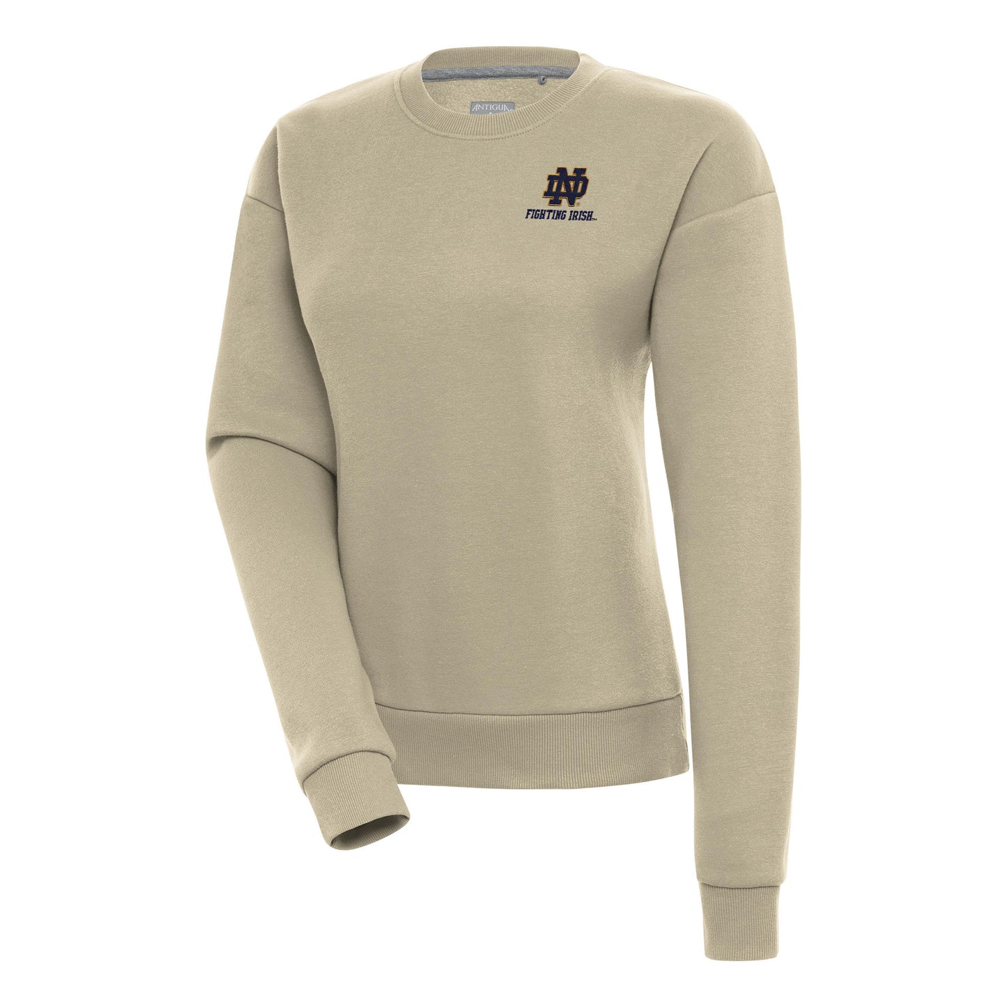 Women's Antigua Khaki Notre Dame Fighting Irish Victory Pullover Sweatshirt