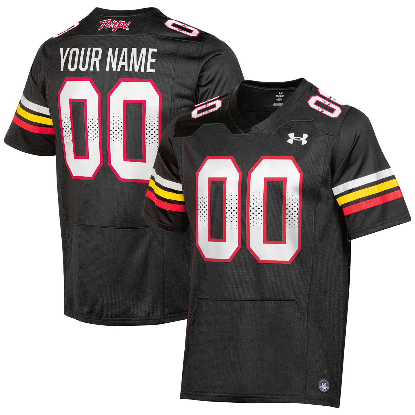 Men's Under Armour Black Maryland Terrapins Custom Replica Football Jersey