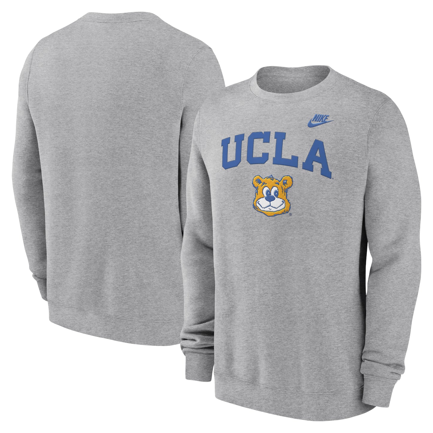 Men's Nike Heather Gray UCLA Bruins Legacy Classic Tackle Twill Embroidered Arch Over Logo Pullover Sweatshirt