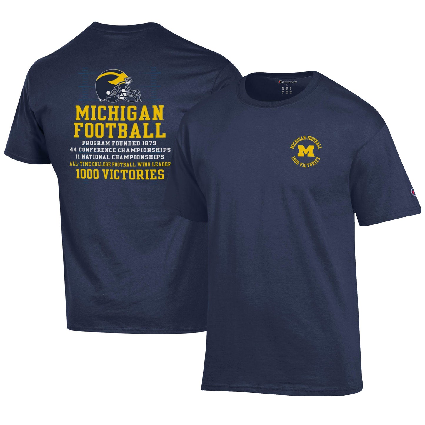 Men's Champion Navy Michigan Wolverines Football All-Time Wins Leader T-Shirt