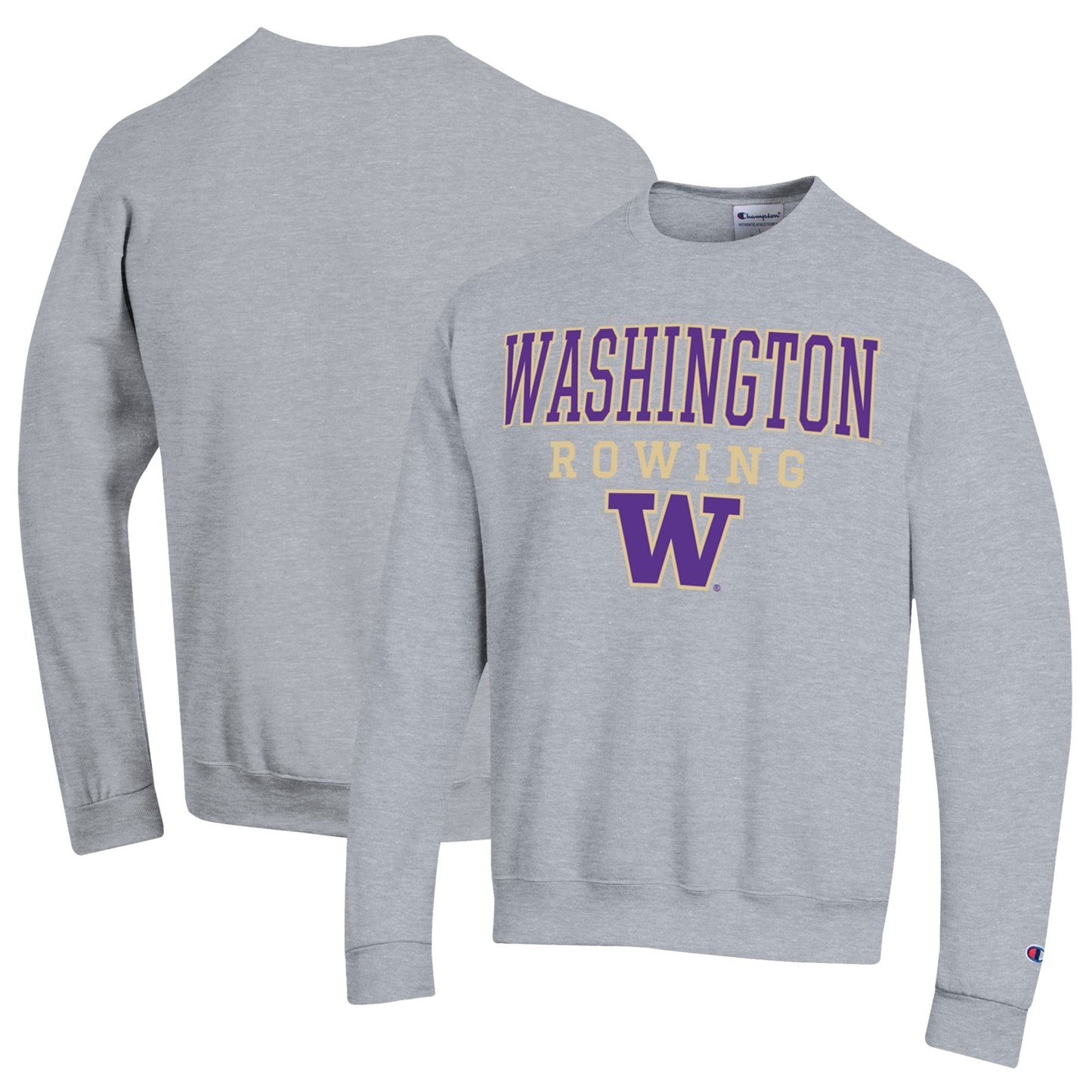 Men's Champion Gray Washington Huskies Rowing Eco Powerblend Pullover Sweatshirt
