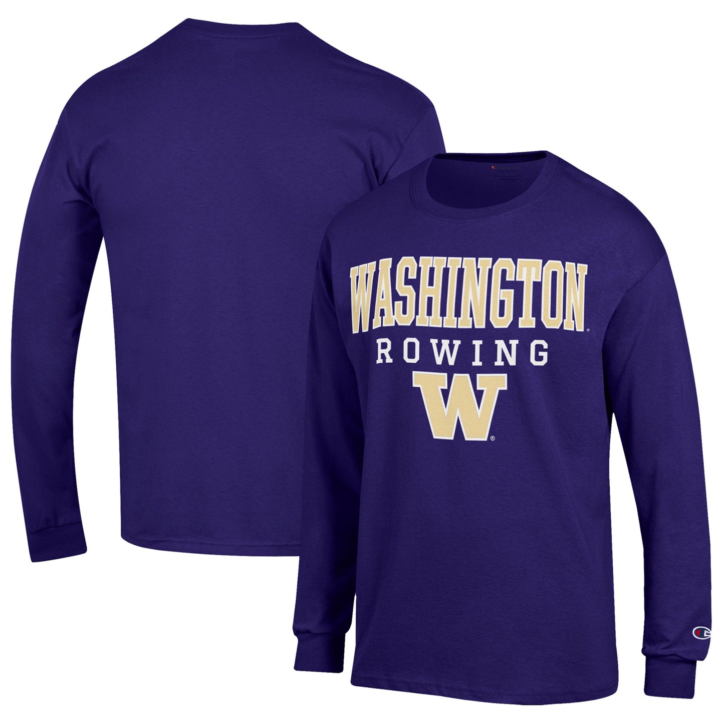 Men's Champion Purple Washington Huskies Rowing Oars Long Sleeve T-Shirt