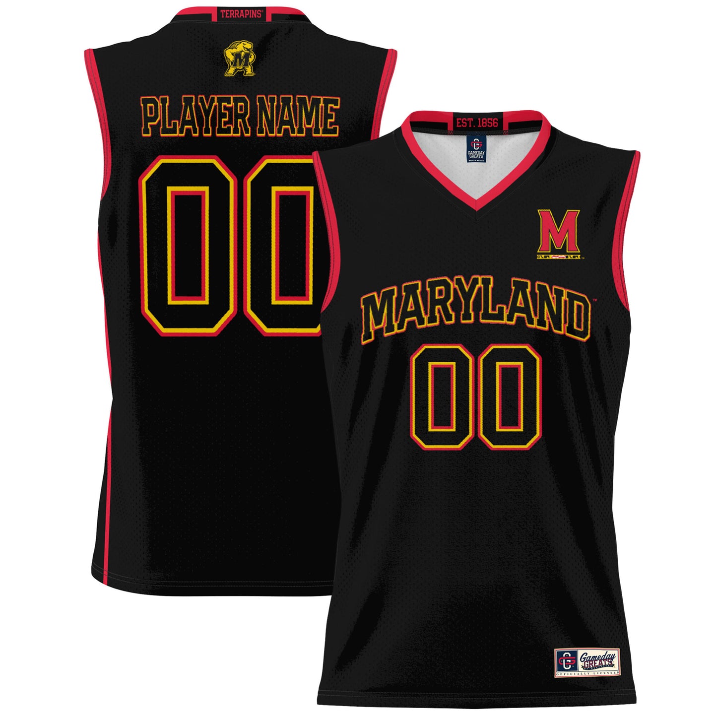 Youth GameDay Greats Black Maryland Terrapins NIL Pick-A-Player Basketball Jersey