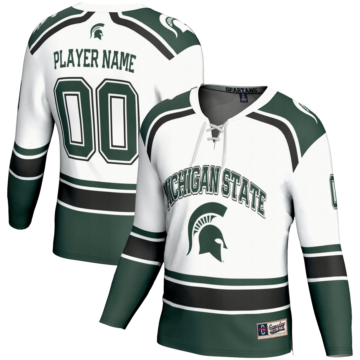 Men's GameDay Greats White Michigan State Spartans Men's Ice Hockey NIL Pick-A-Player Jersey