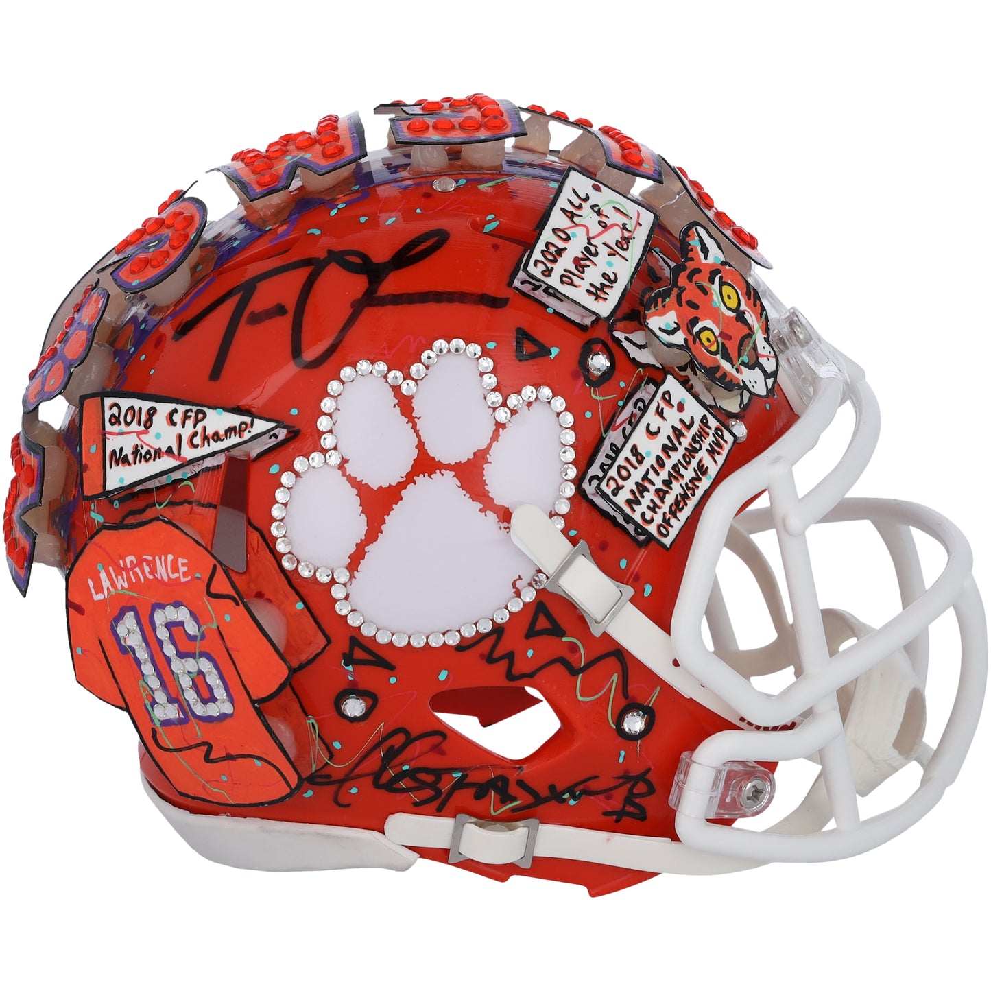 Trevor Lawrence Clemson Tigers Autographed Riddell Speed Mini Helmet - Art by Charles Fazzino - XP14013022