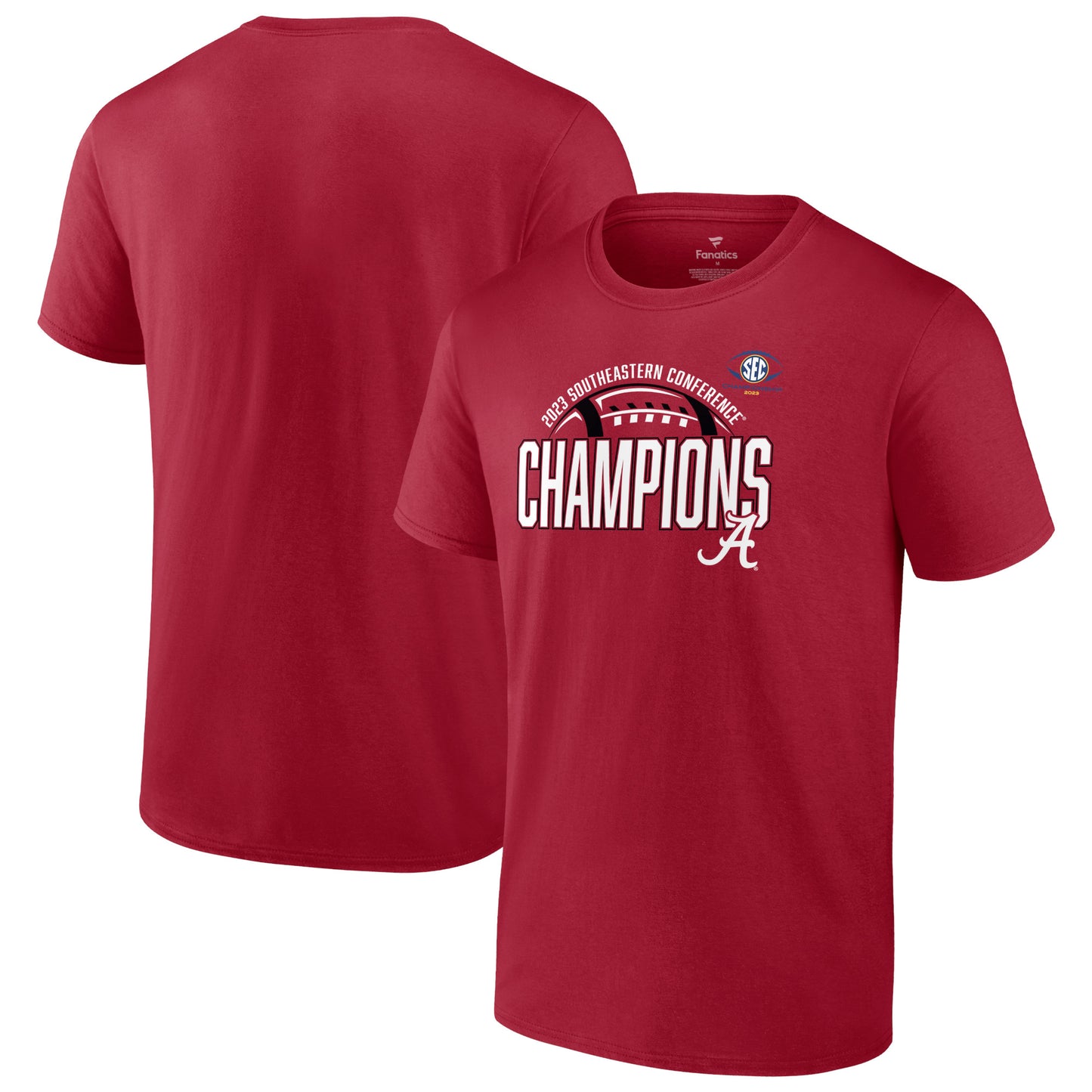 Men's Fanatics Crimson Alabama Crimson Tide 2023 SEC Football Conference Champions T-Shirt