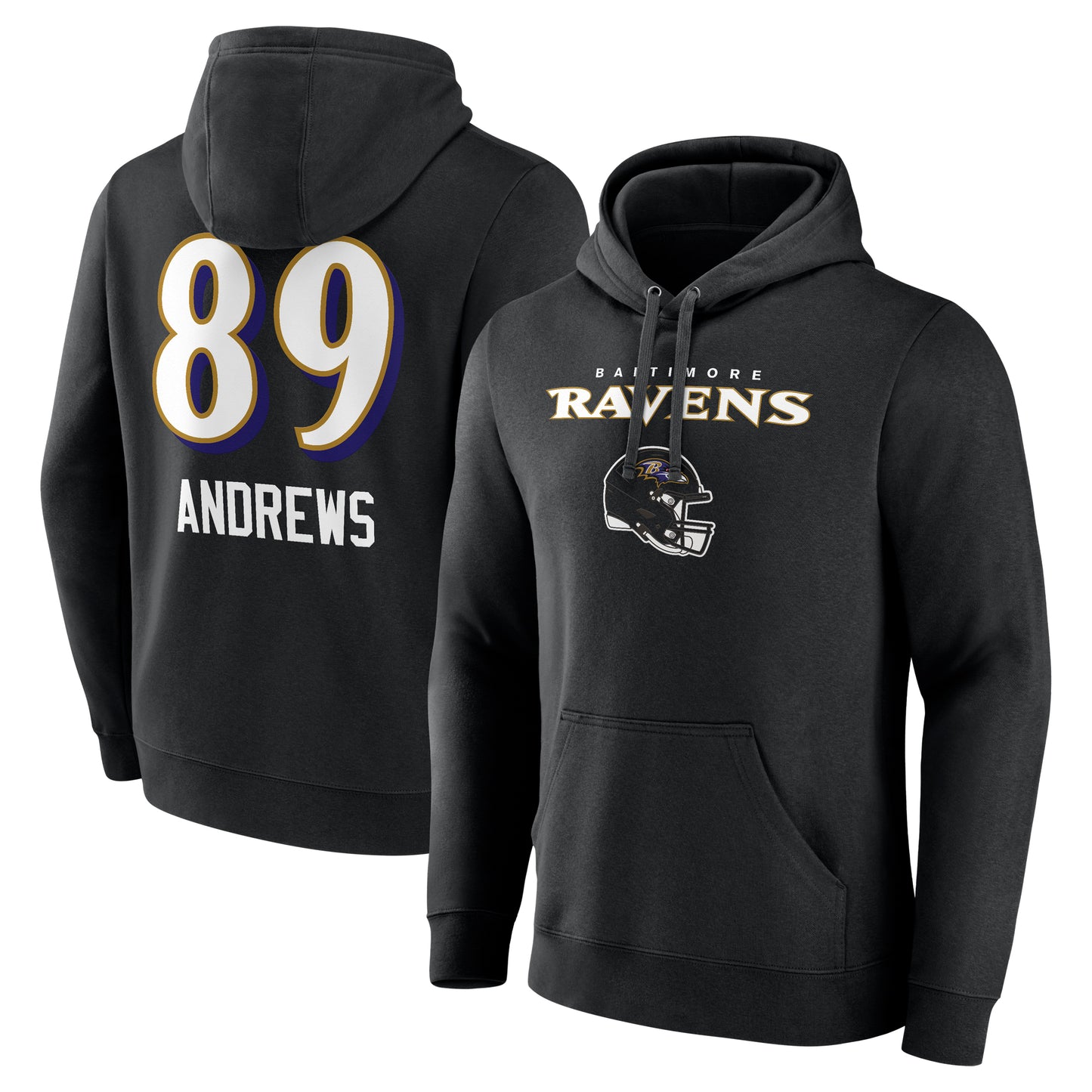 Men's Mark Andrews Black Baltimore Ravens Team Wordmark Player Name & Number Pullover Hoodie