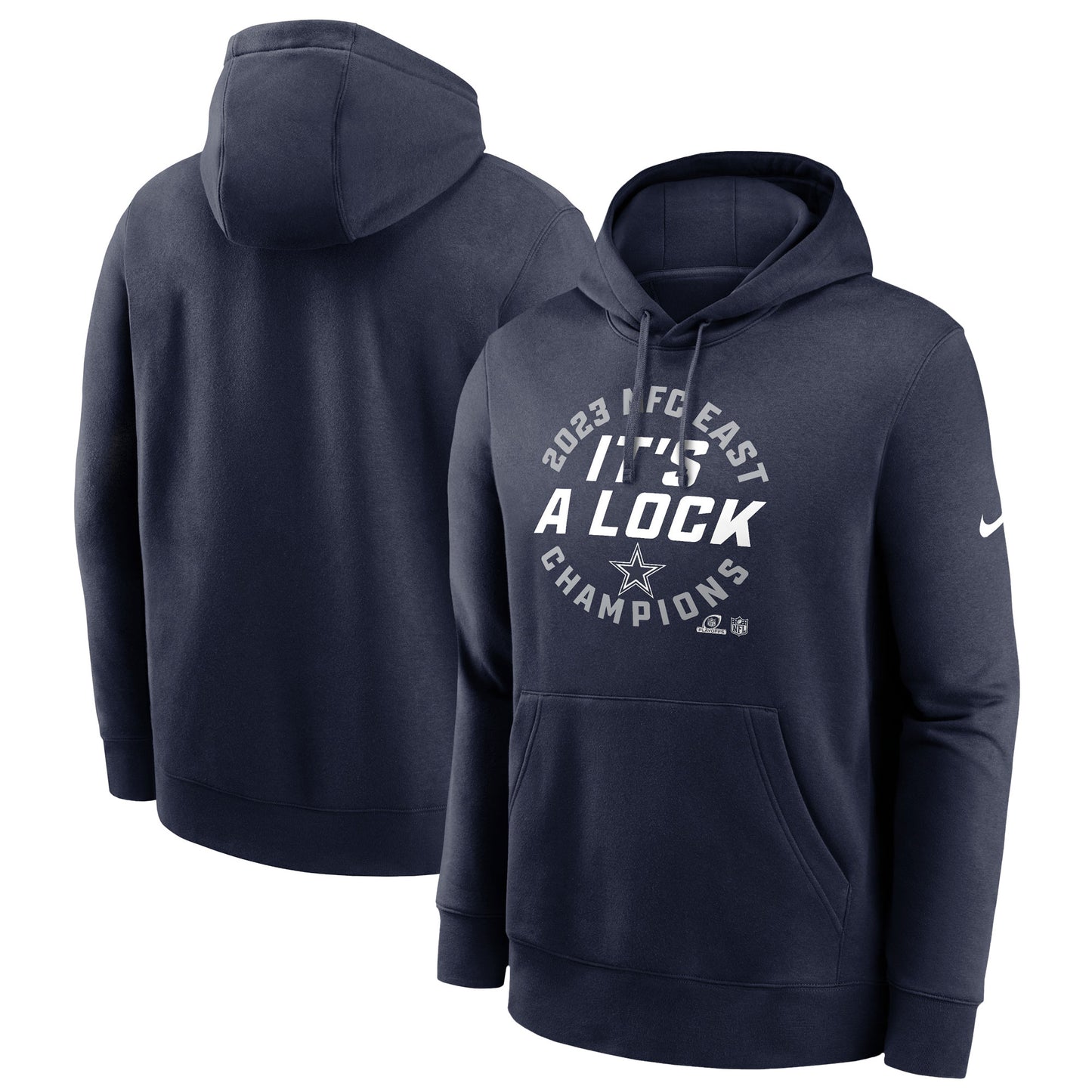 Men's Nike Navy Dallas Cowboys 2023 NFC East Division Champions Locker Room Trophy Collection Club Pullover Hoodie