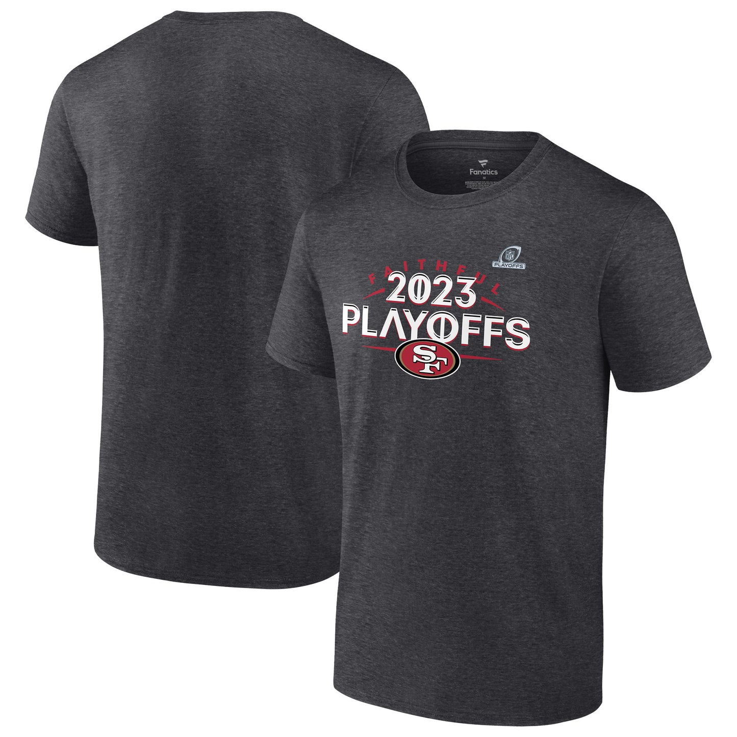 Men's Fanatics Heather Charcoal San Francisco 49ers 2023 NFL Playoffs T-Shirt
