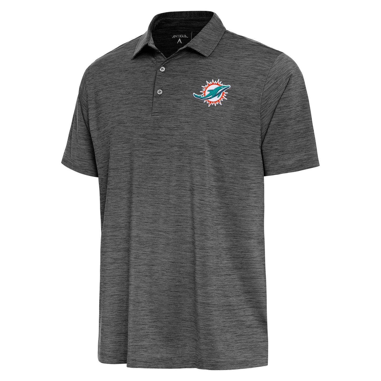 Men's Antigua Heather Black Miami Dolphins Layout Polo