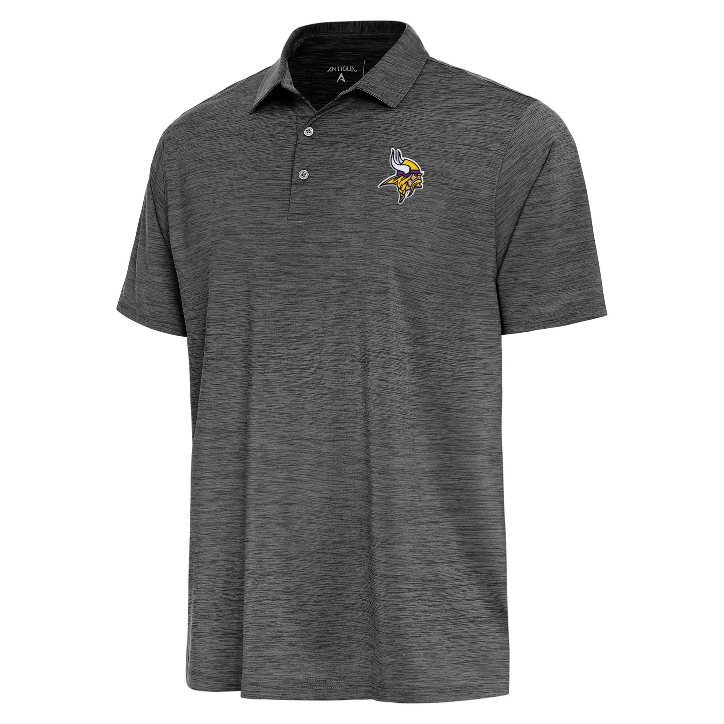 Men's Antigua Heather Black Minnesota Vikings Layout Polo