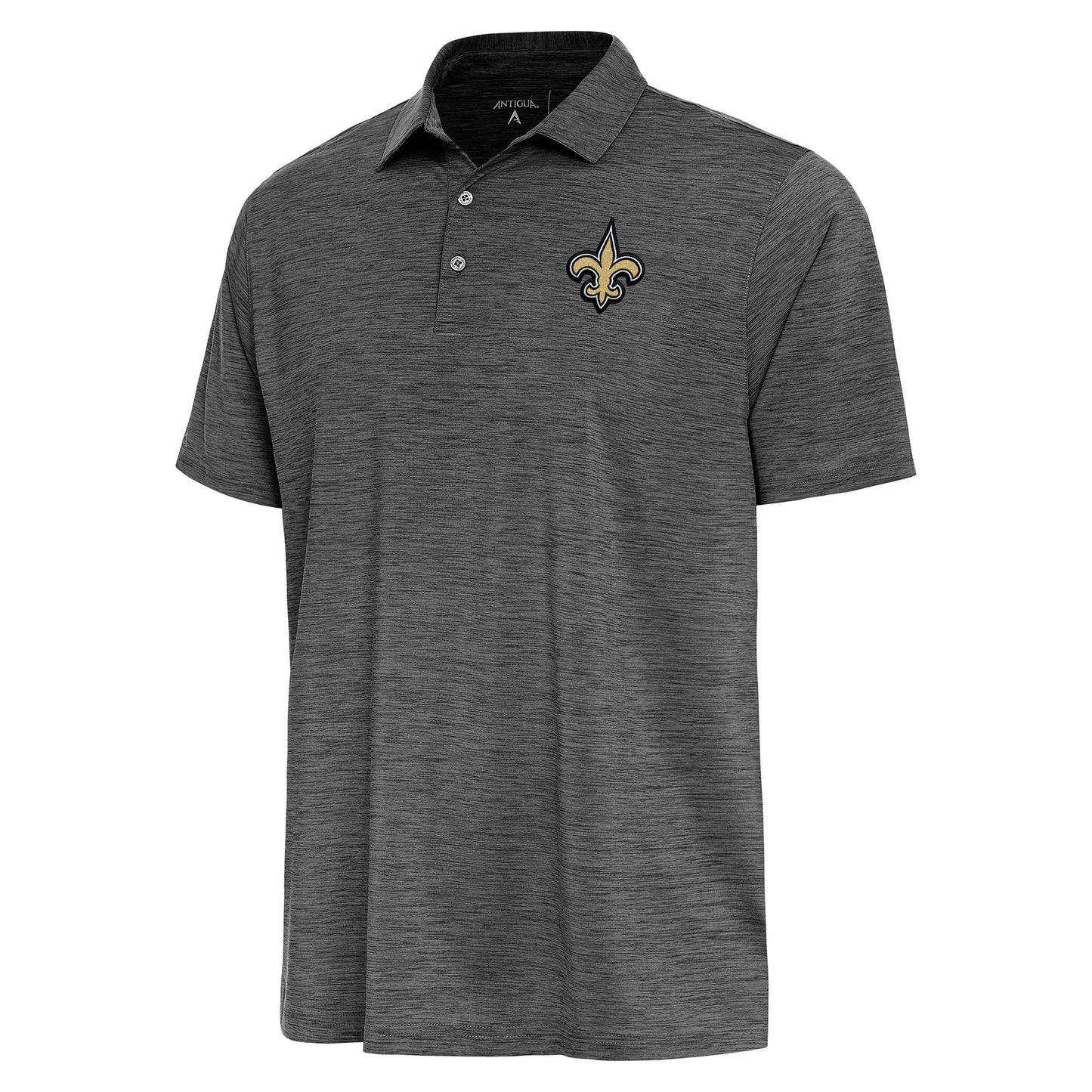 Men's Antigua Heather Black New Orleans Saints Layout Polo