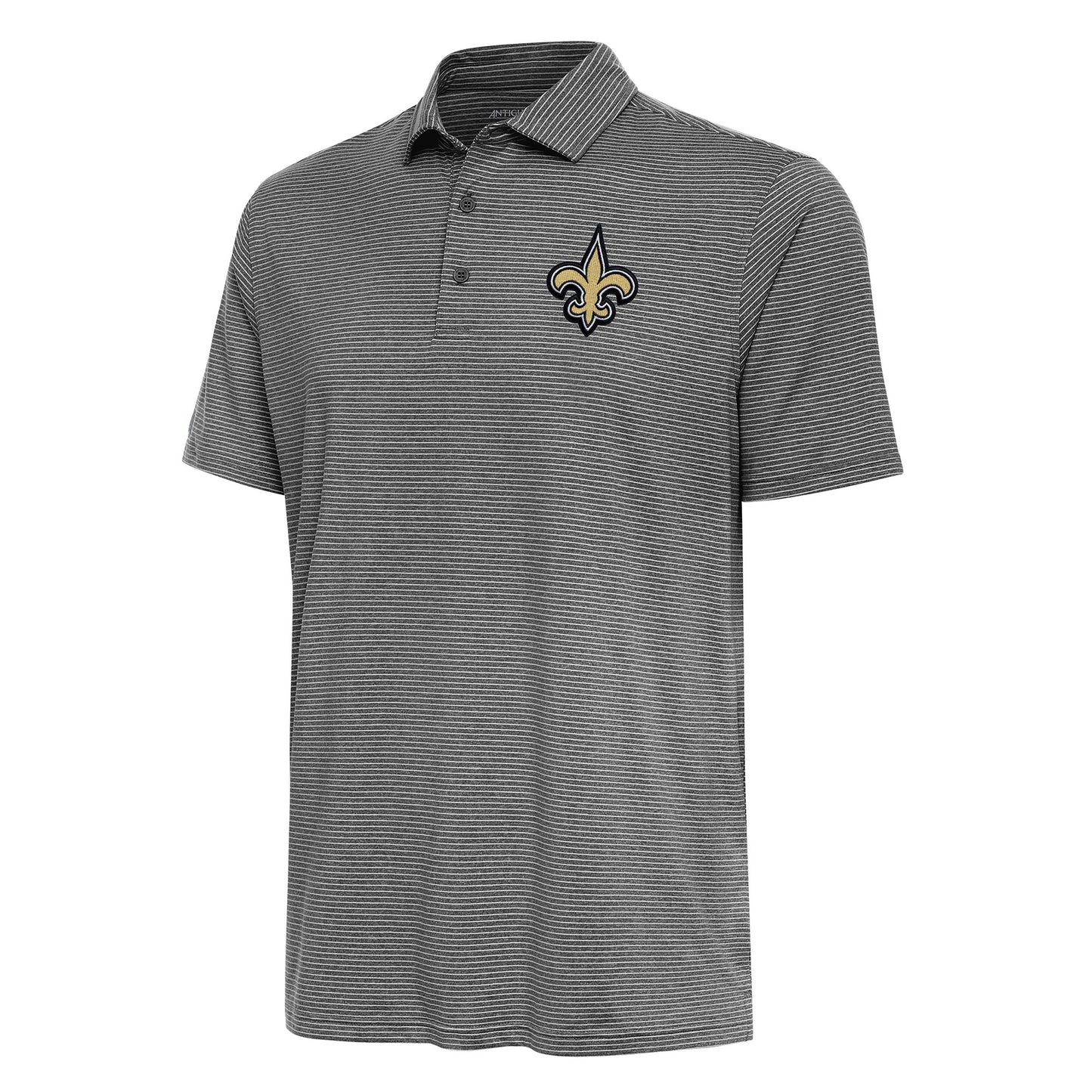 Men's Antigua Heather Black New Orleans Saints Scheme Polo
