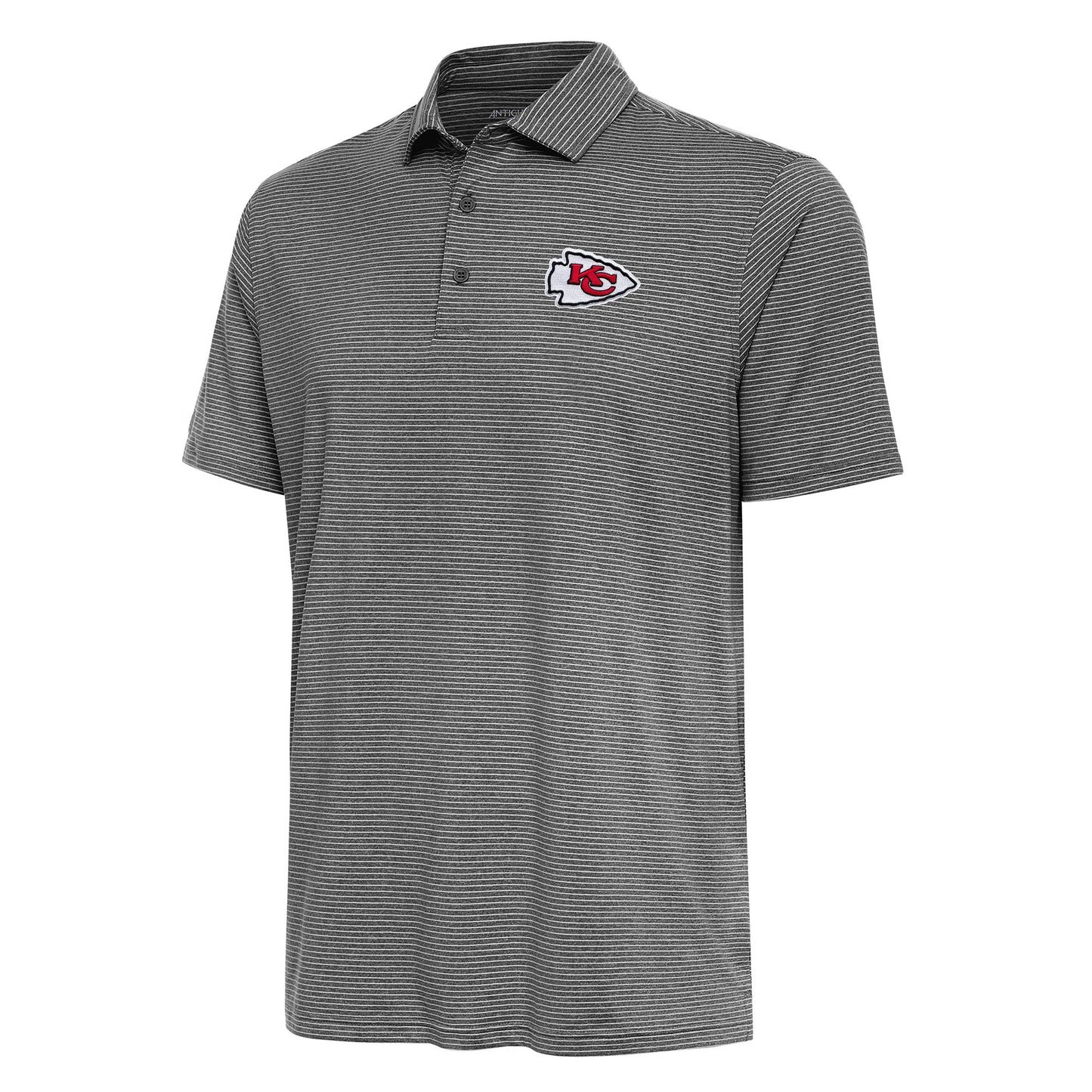 Men's Antigua Heather Black Kansas City Chiefs Scheme Polo