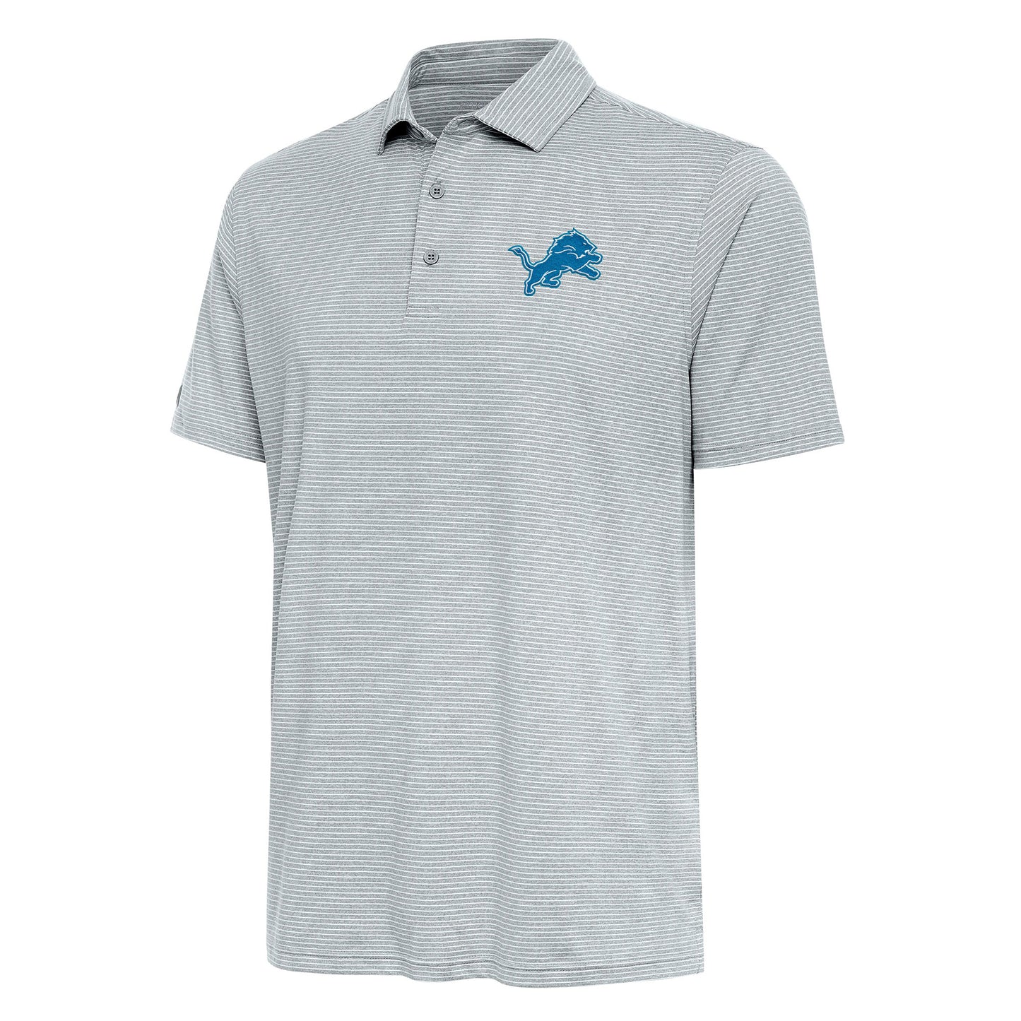 Men's Antigua Heather Gray Detroit Lions Scheme Polo
