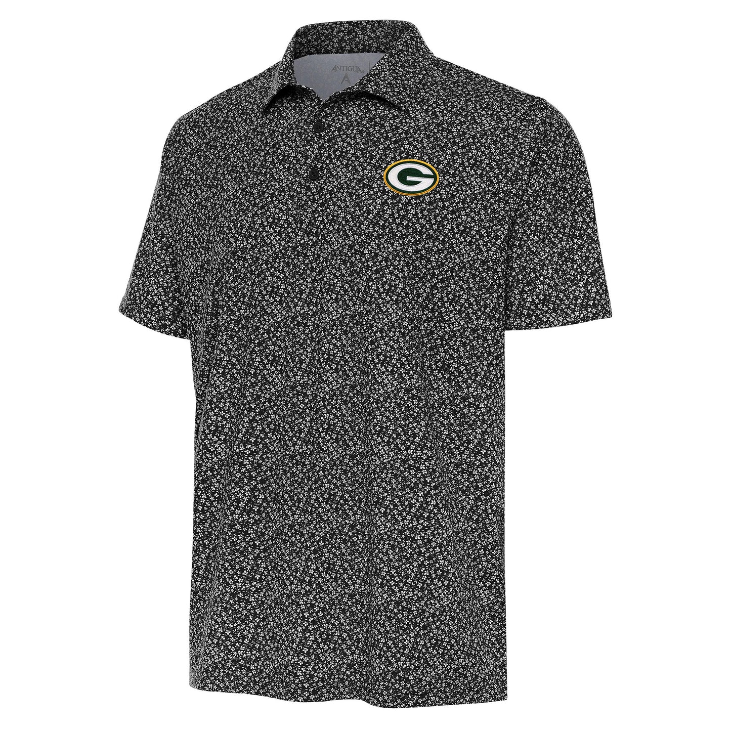 Men's Antigua Black Green Bay Packers Terrace Polo