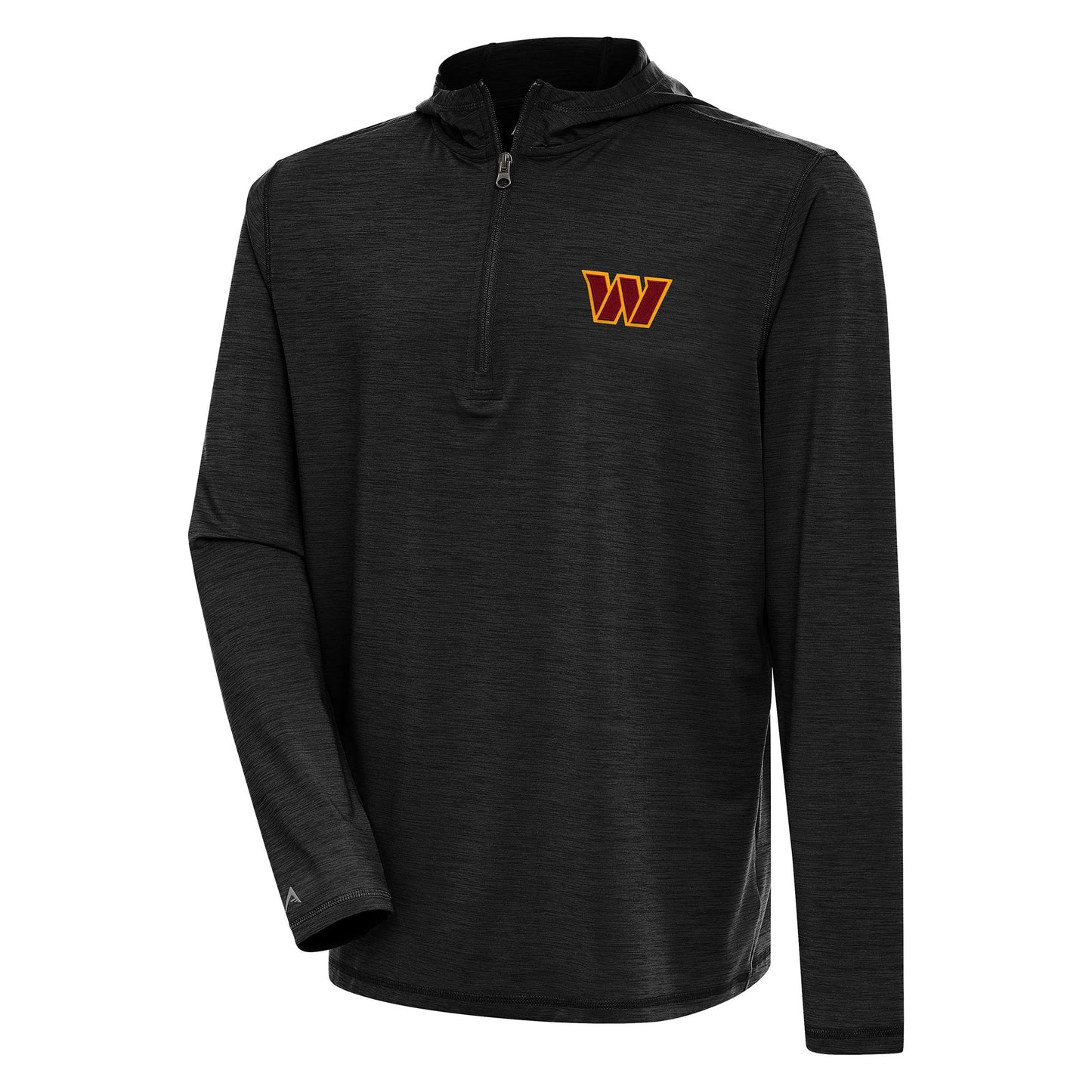 Men's Antigua Heather Black Washington Commanders Tidy Quarter-Zip Pullover Hoodie