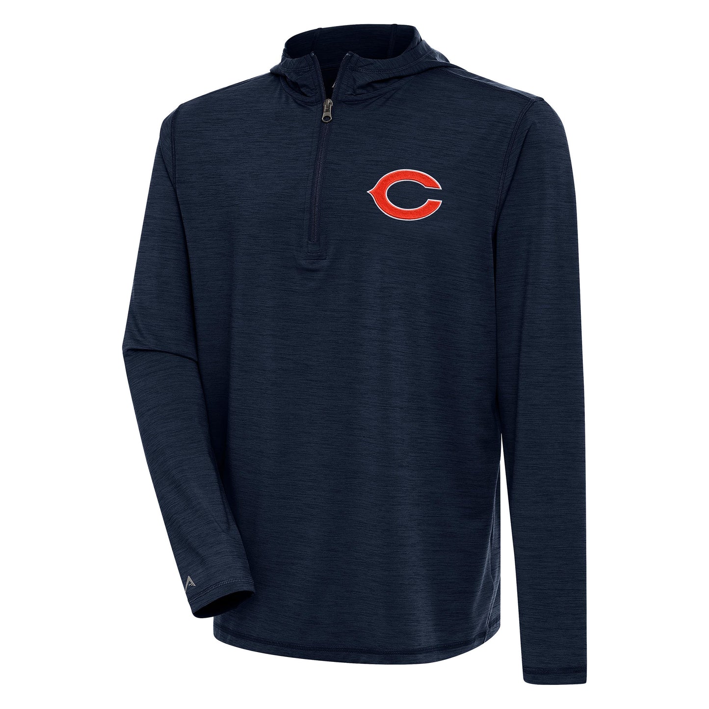 Men's Antigua Heather Navy Chicago Bears Tidy Quarter-Zip Pullover Hoodie
